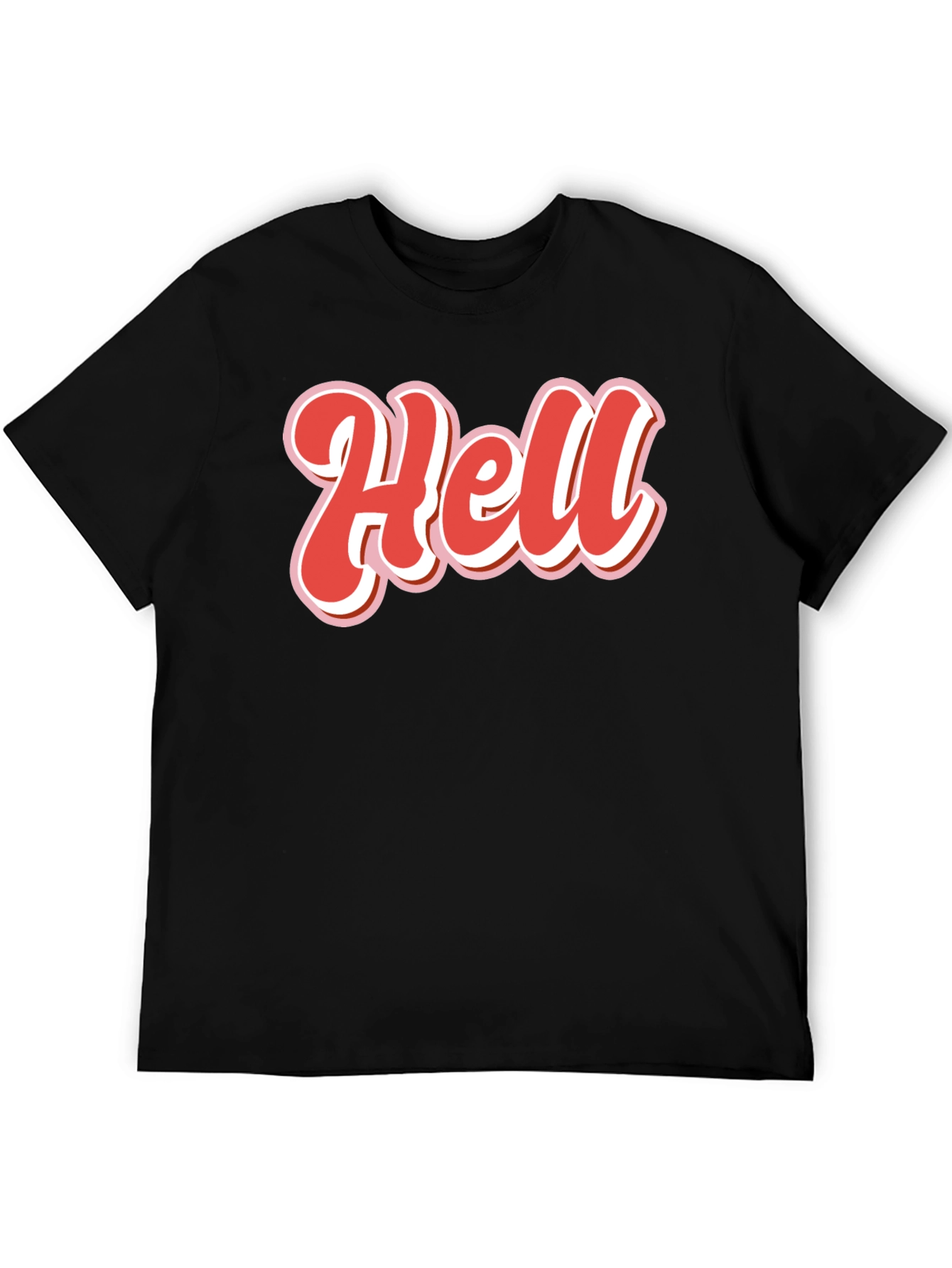 Black Retro "Hell" Graphic Tee - Black Cotton Blend Shirt view 5