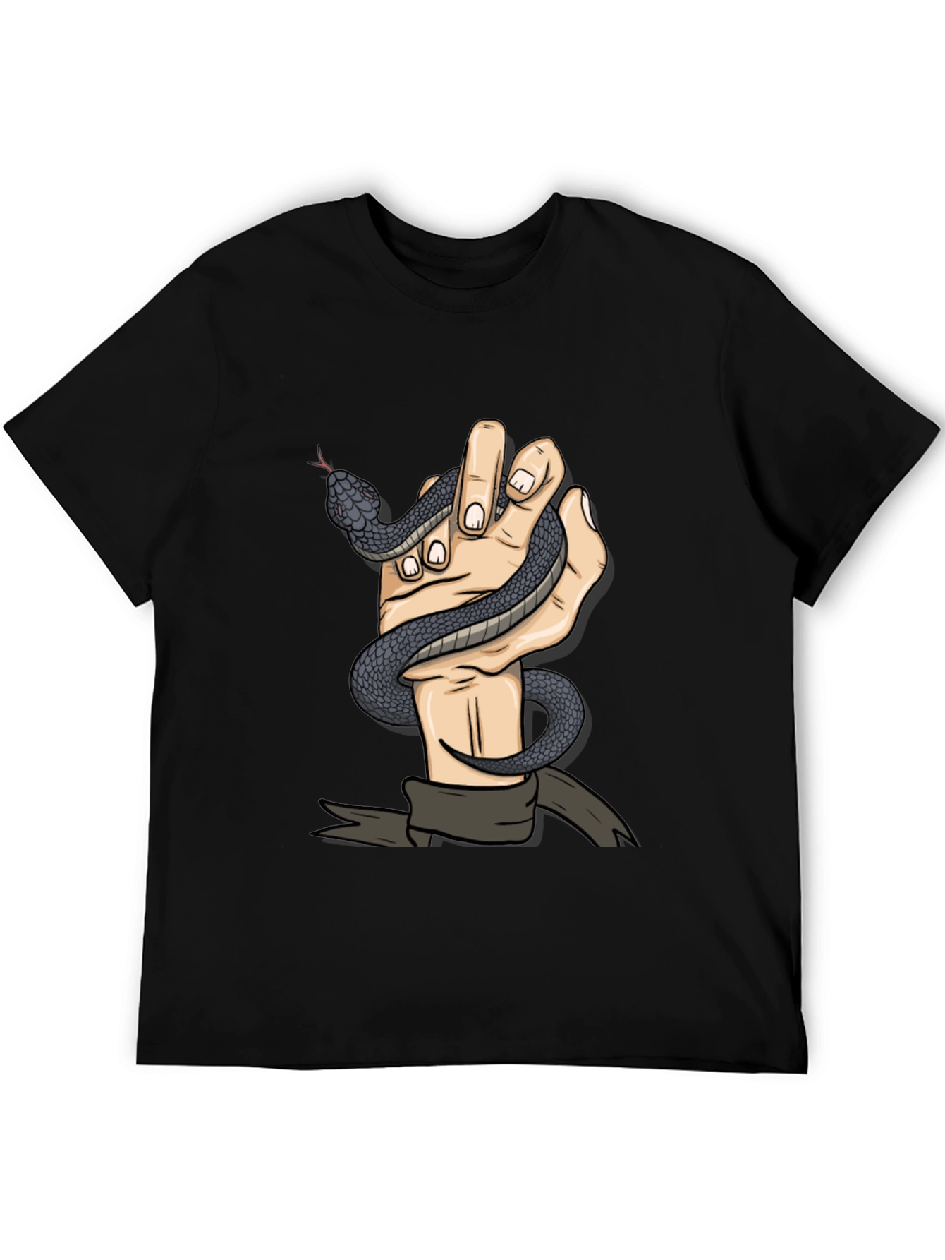 Black Snake Hand Graphic Tee - Men's Black T-Shirt view 5