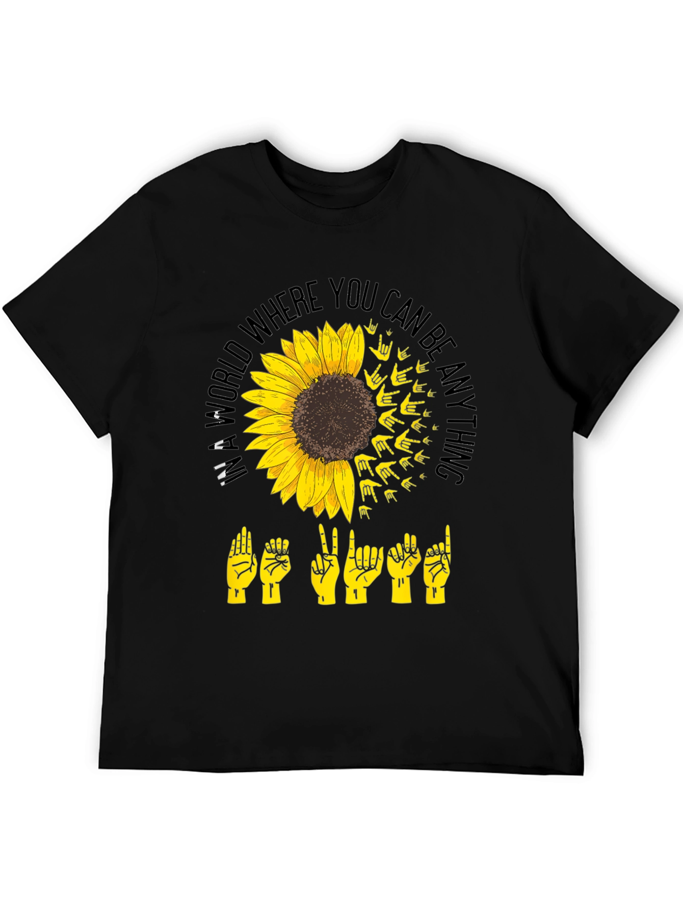 Black Sunflower ASL "Be Kind" Graphic T-Shirt view 5