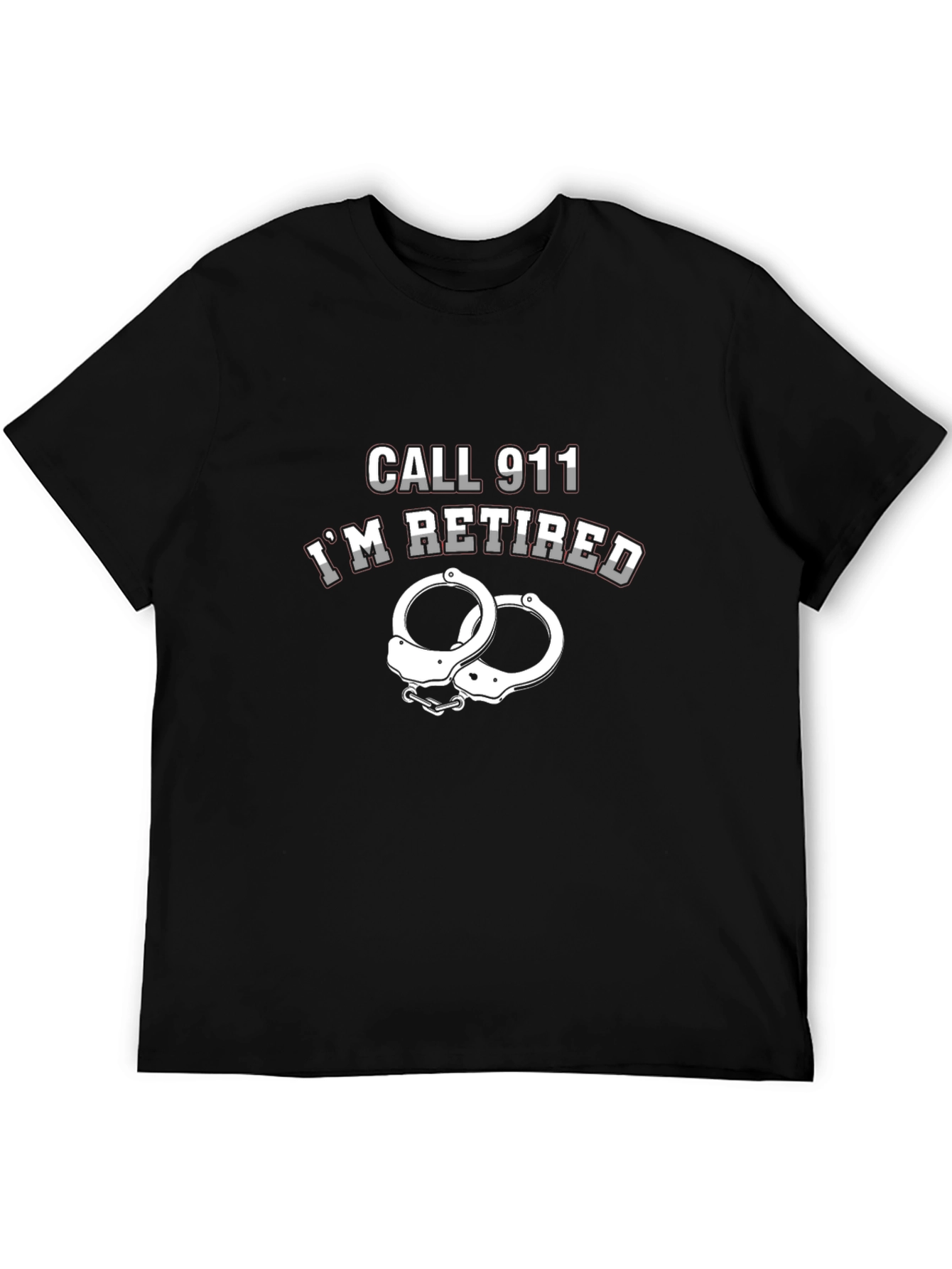 Black Retired Police Officer T-Shirt - Call 911 view 5