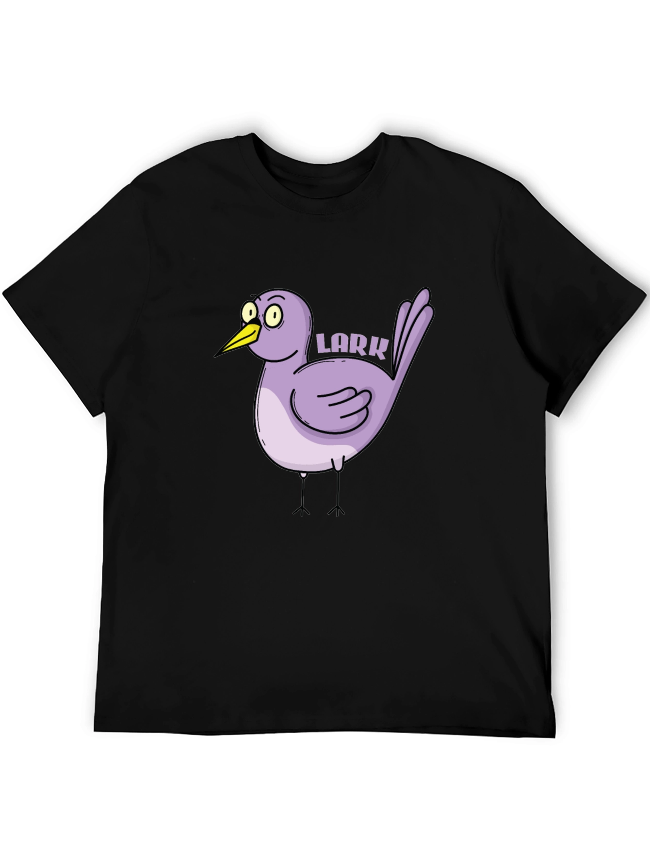 Black Cartoon Lark Bird Graphic Tee - Black view 5