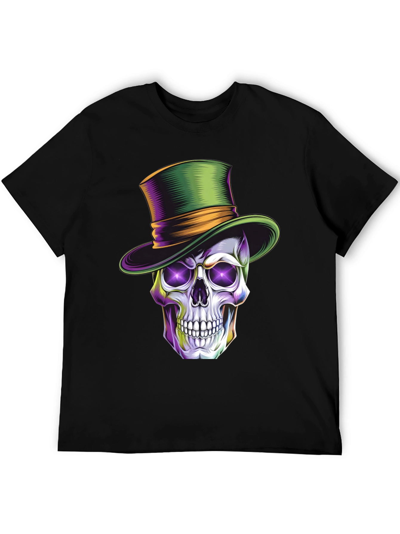 Black Skull with Top Hat Graphic T-Shirt view 5