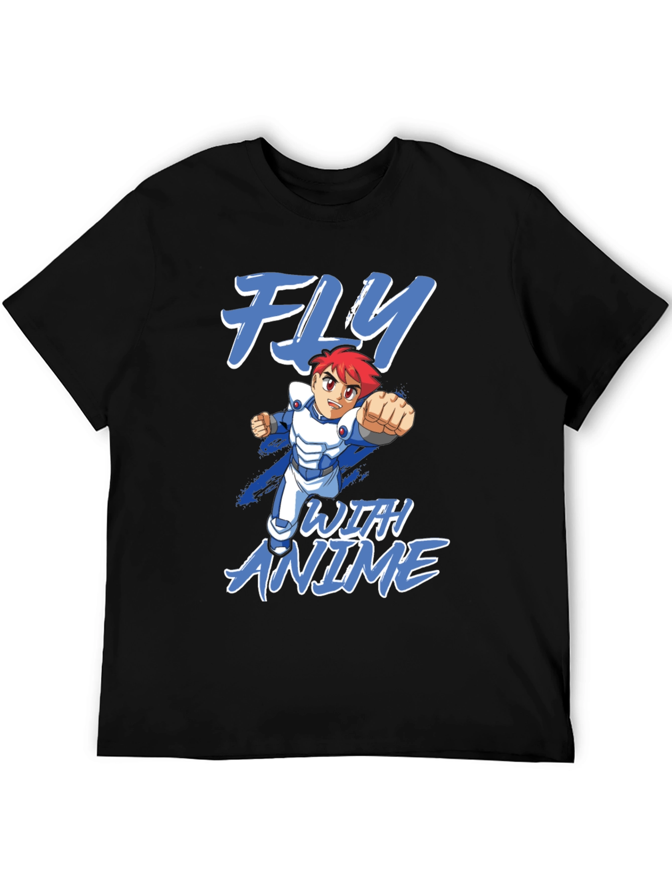 Black Fly With Anime Graphic T-Shirt view 5