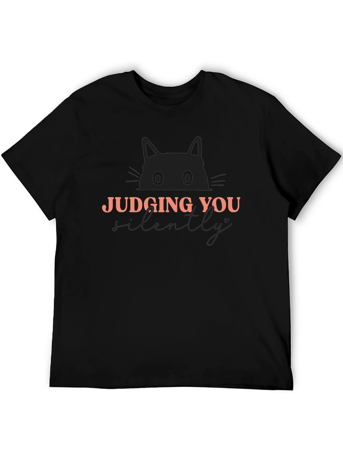 Black Judging You Silently Cat Graphic Tee view 5