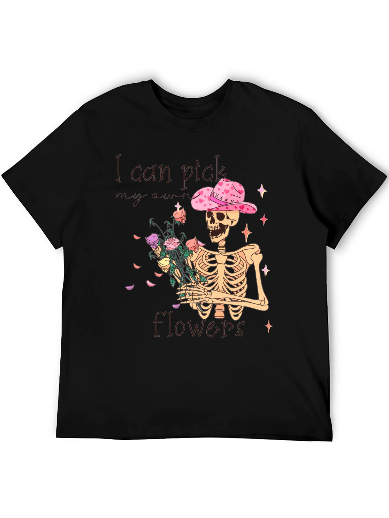 Black I Can Pick My Own Flowers T-Shirt view 5
