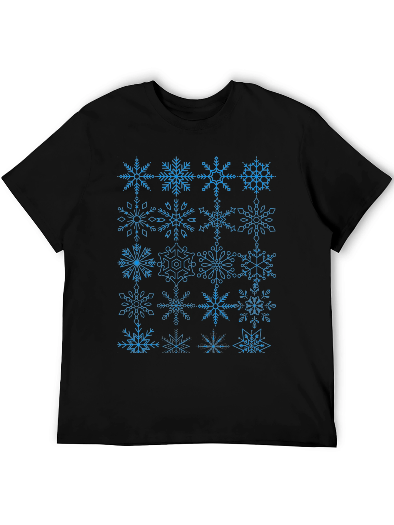 Black Snowflake Pattern Black T-Shirt view 5