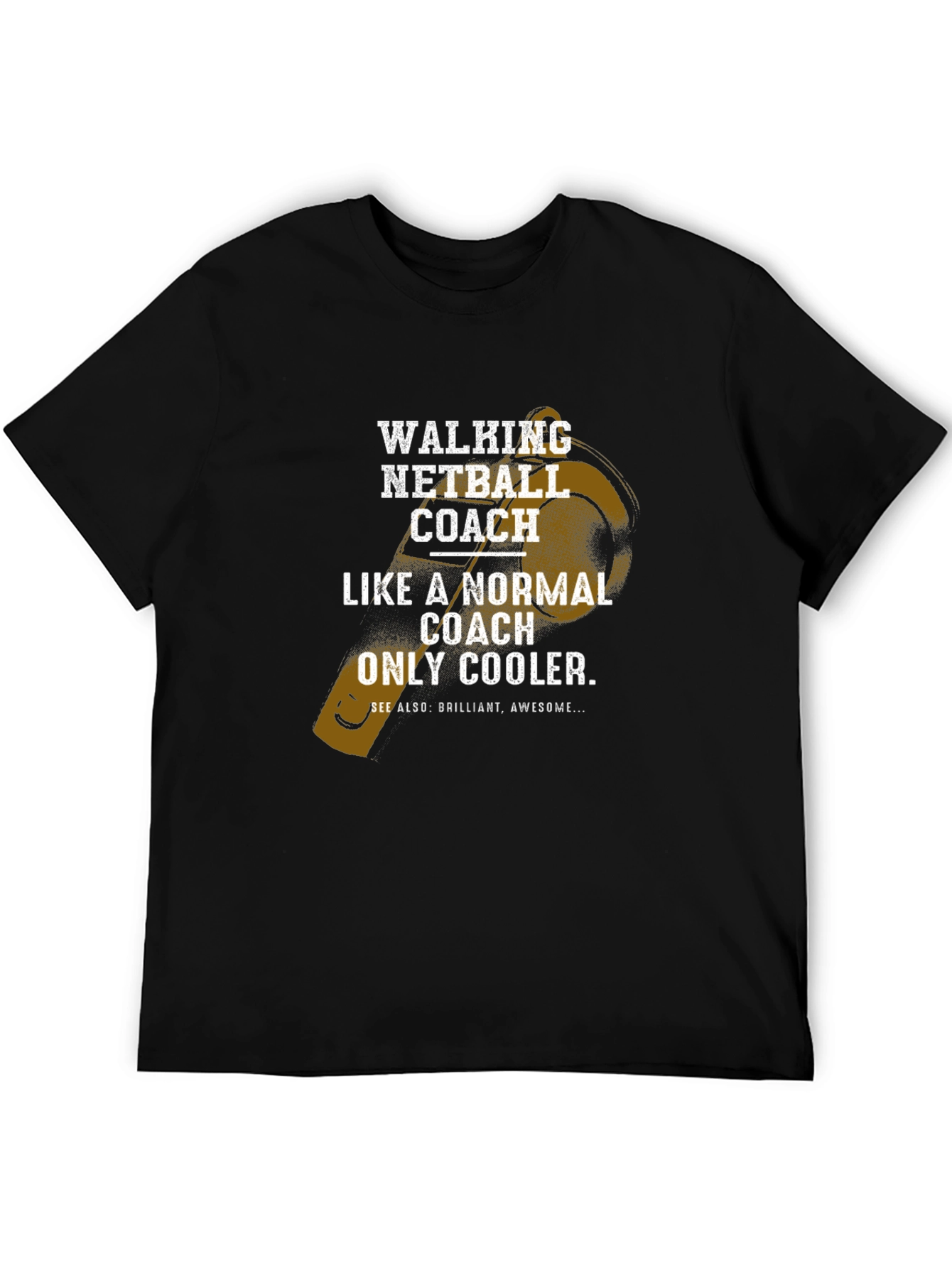Black Walking Netball Coach Graphic T-Shirt view 5