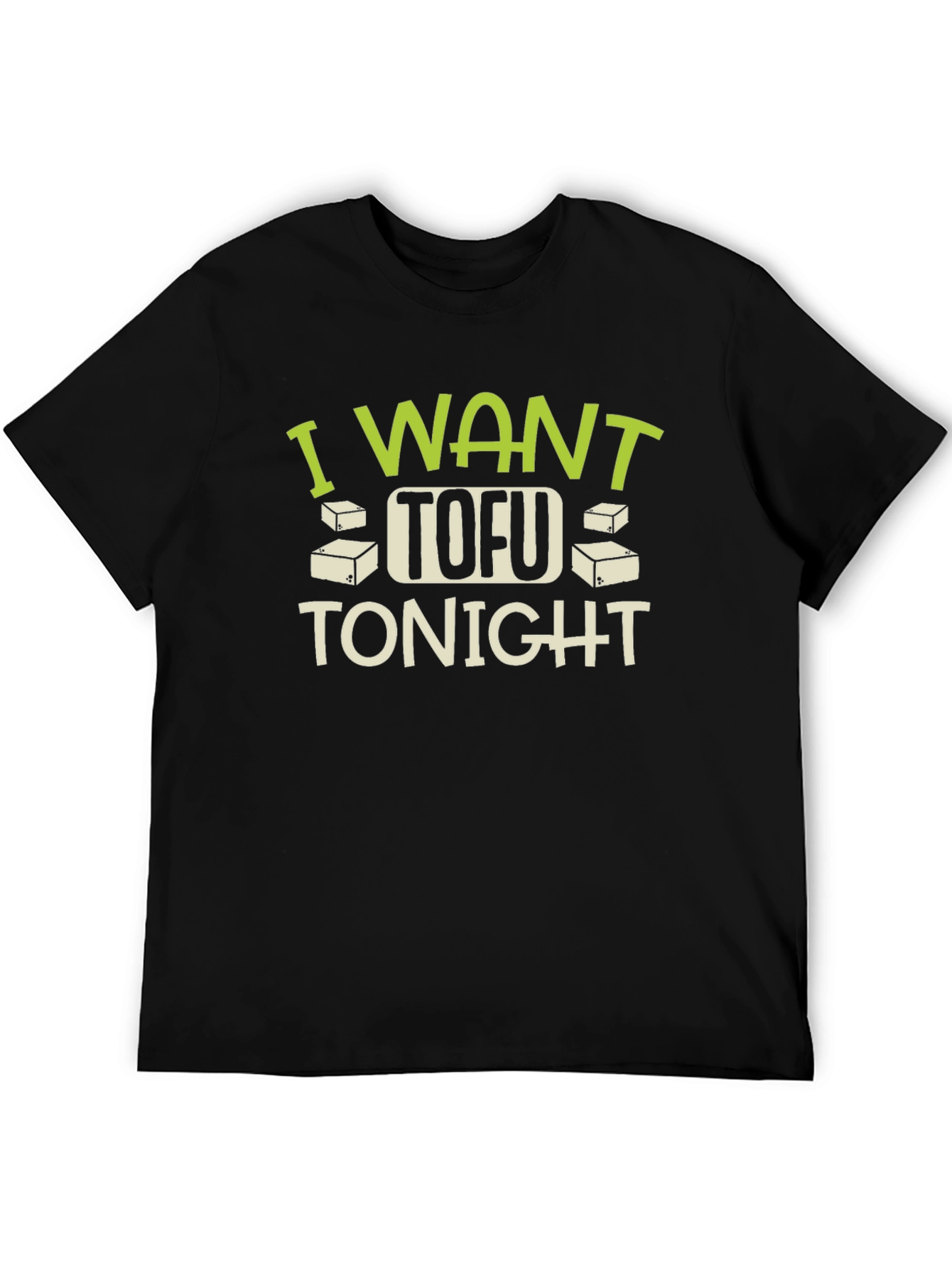 Black I Want Tofu Tonight T-Shirt - Funny Vegan Tee view 5