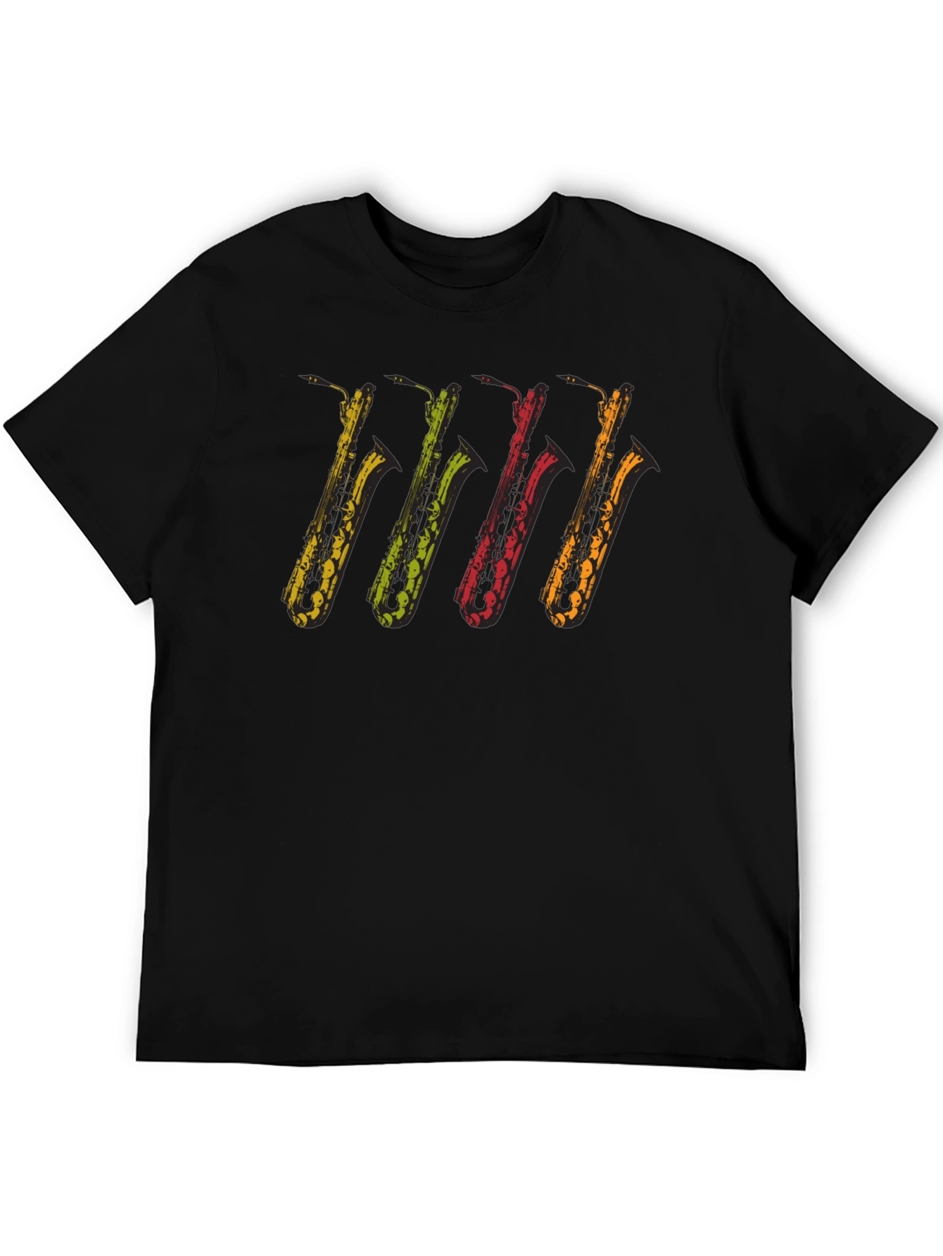 Black Cool Saxophones Black T-Shirt | Music Lover Tee view 5