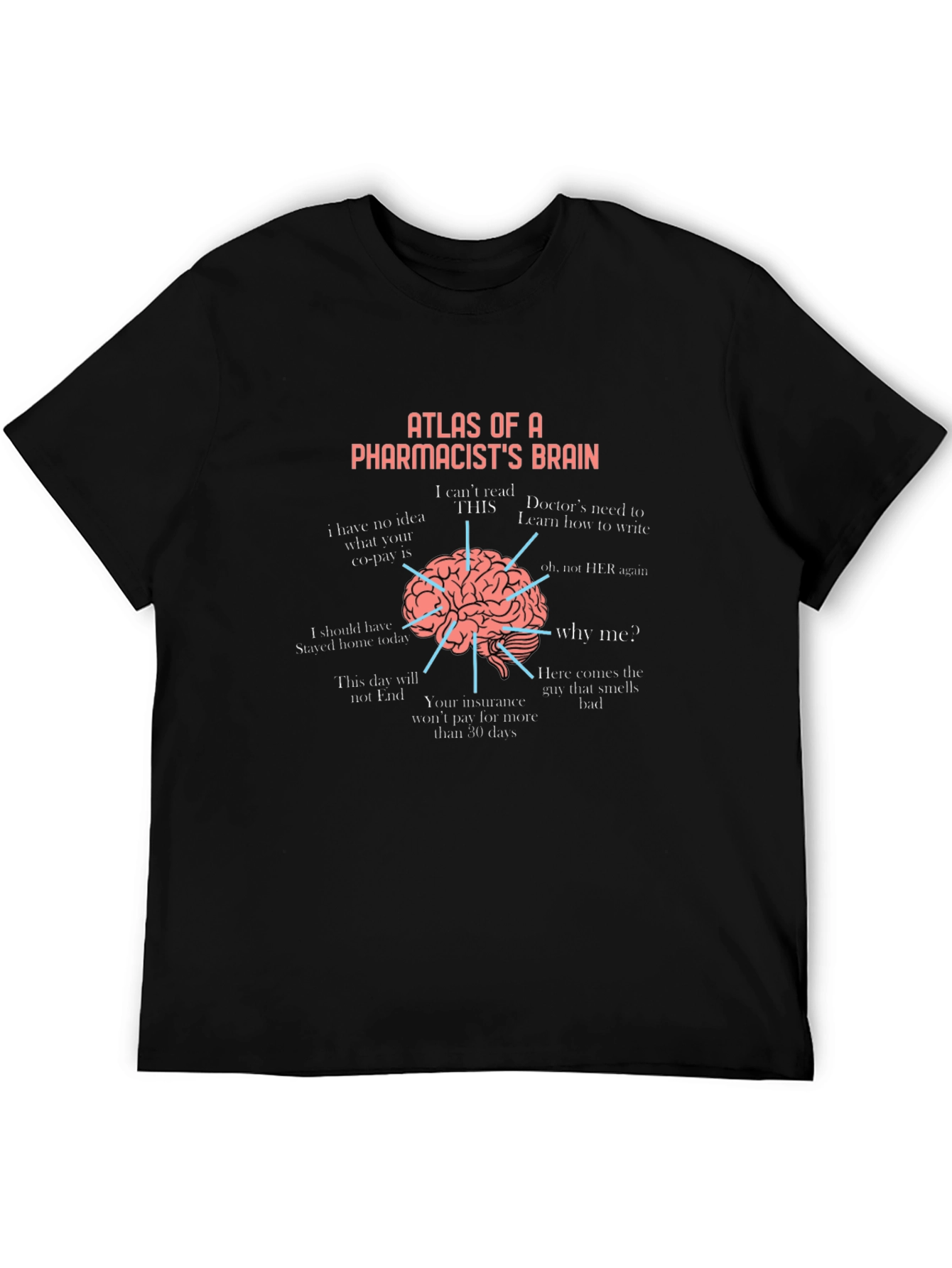 Black Pharmacist Brain Atlas Funny Graphic T-Shirt view 5