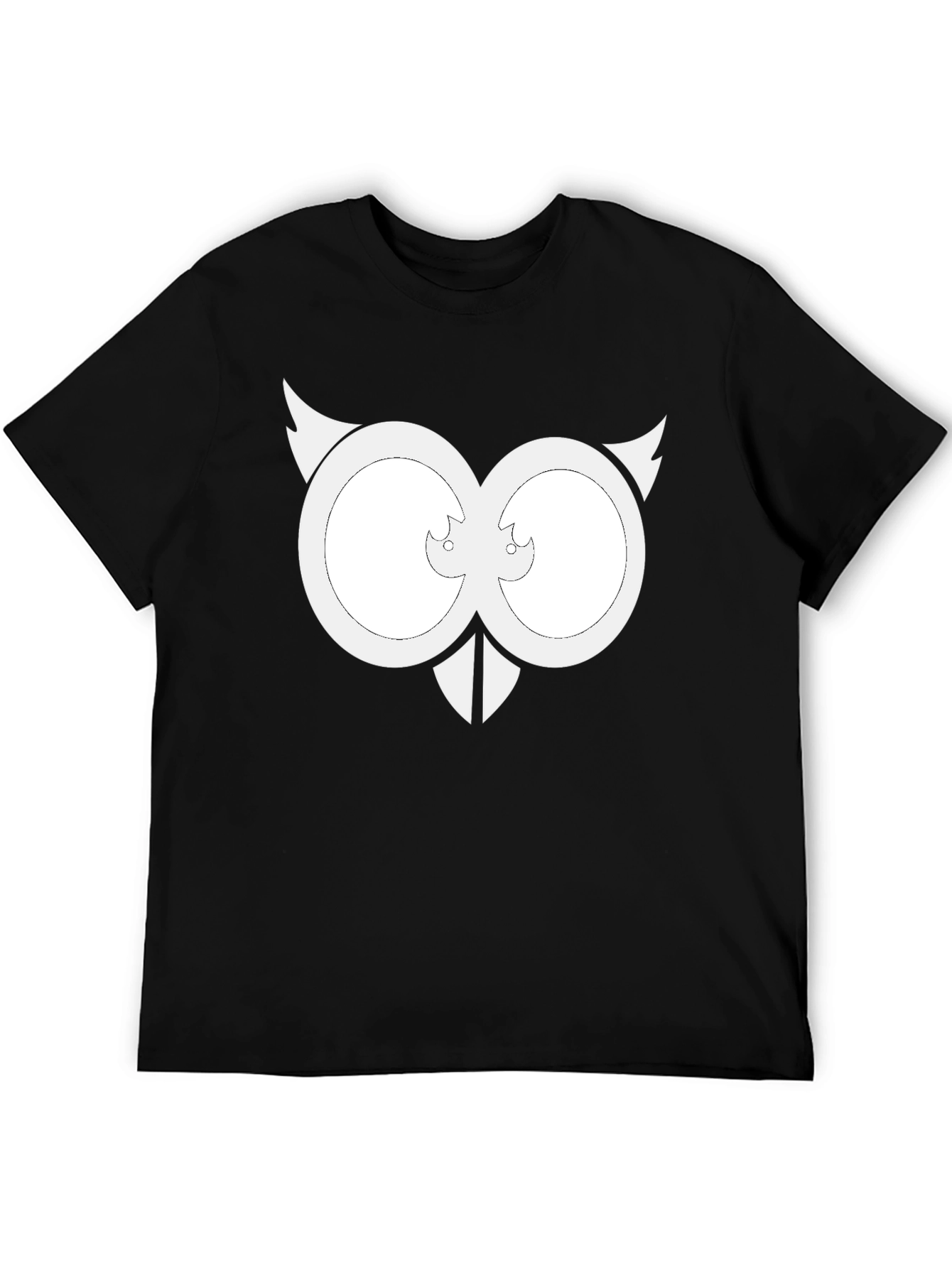 Black Cool Owl Eyes Graphic Black T-Shirt view 5