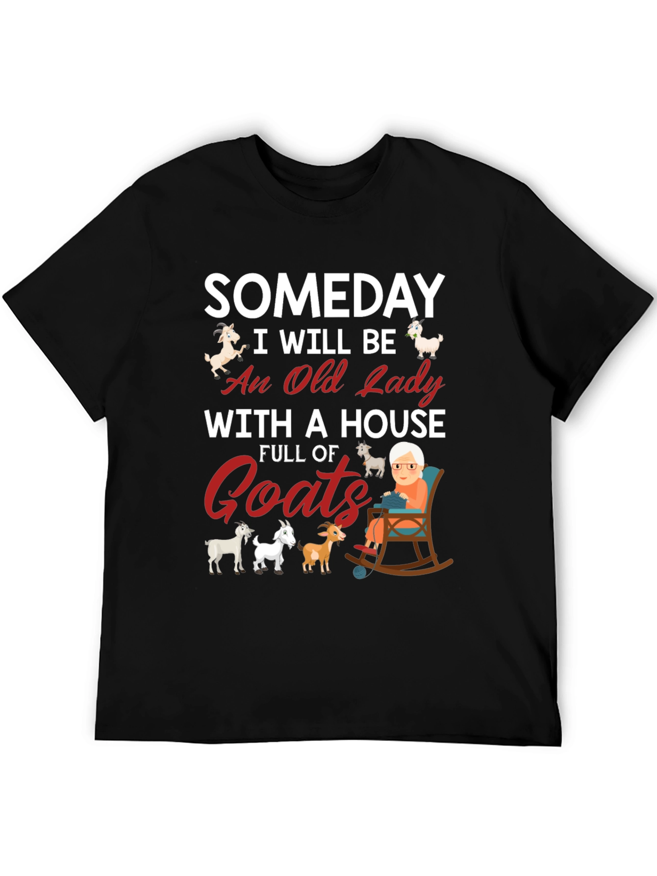 Black Someday Old Lady with Goats T-Shirt view 5