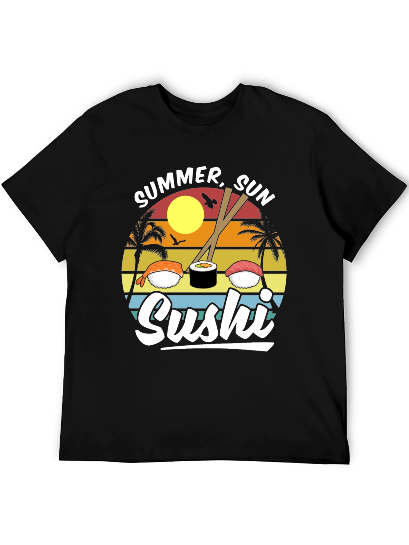 Black Summer Sun Sushi Graphic Tee view 5