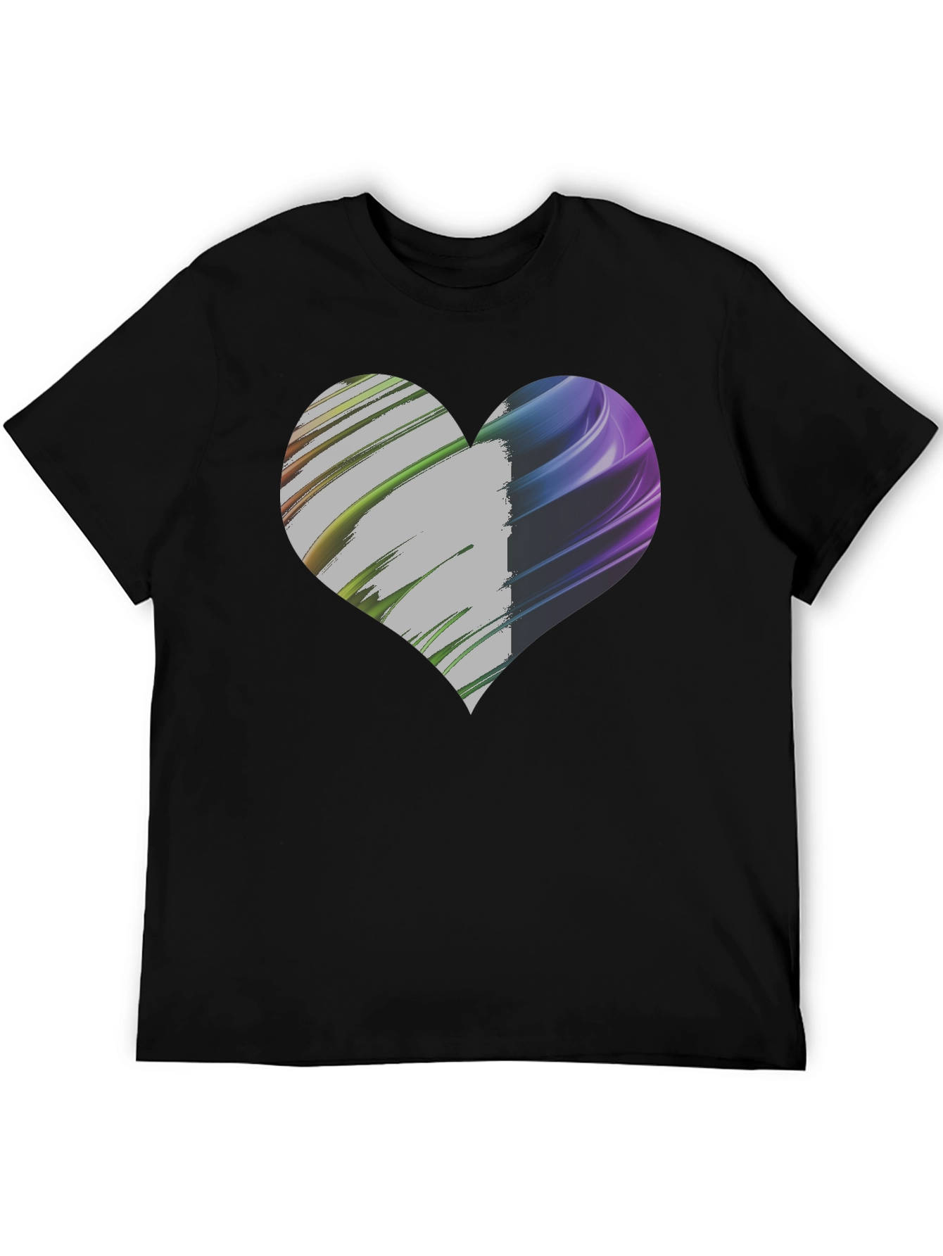 Black Heart Design Black Cotton Casual Tee view 5