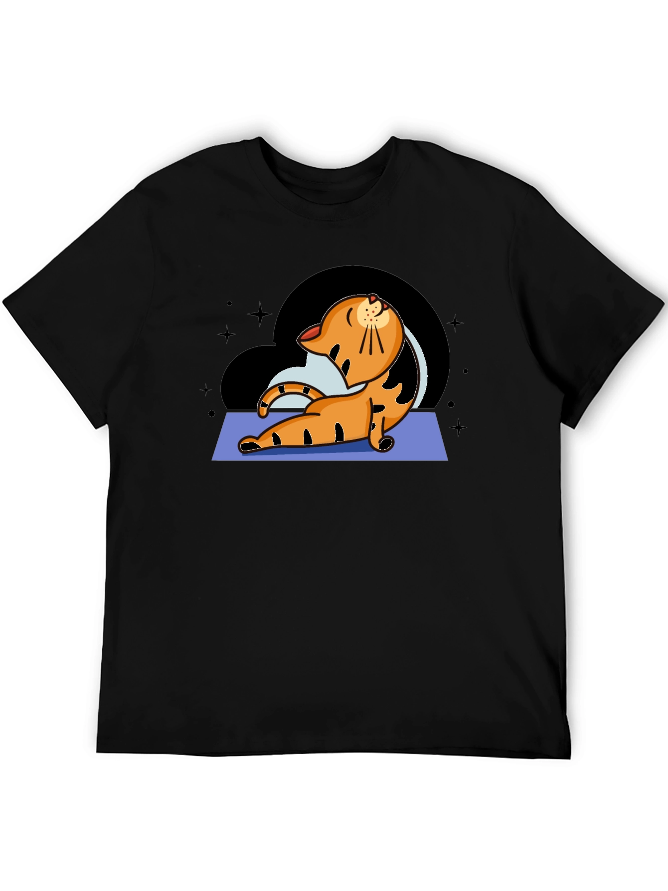 Black Yoga Cat Graphic T-Shirt view 5