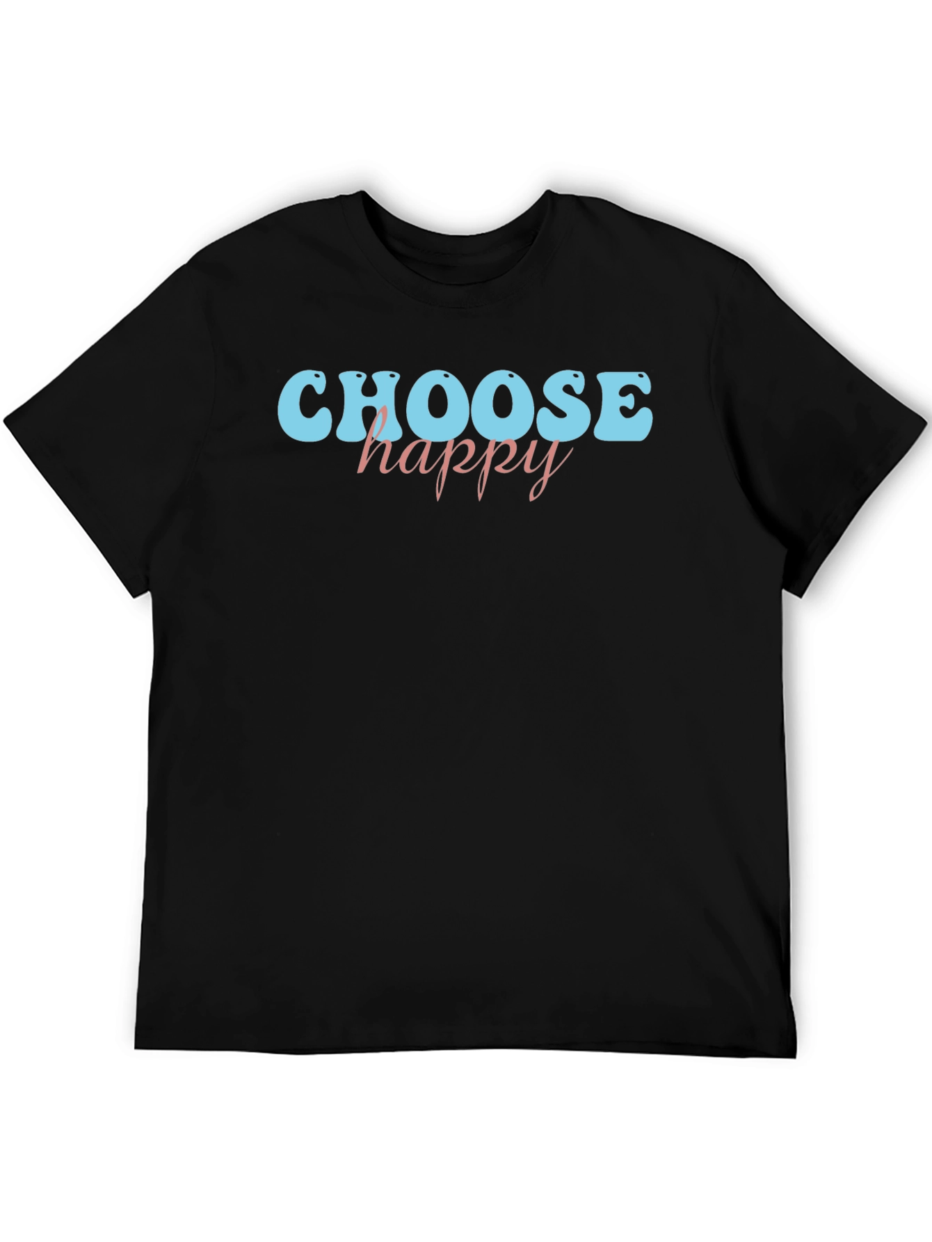 Black Choose Happy Graphic Tee - Black Cotton Casual Shirt view 5