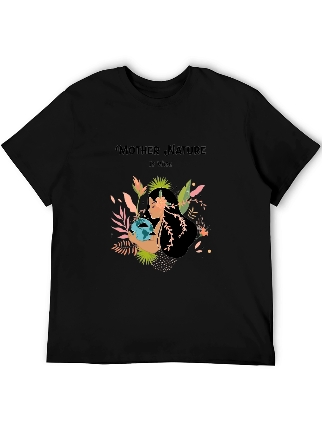 Black Mother Nature T-Shirt - Earth Day Apparel view 5