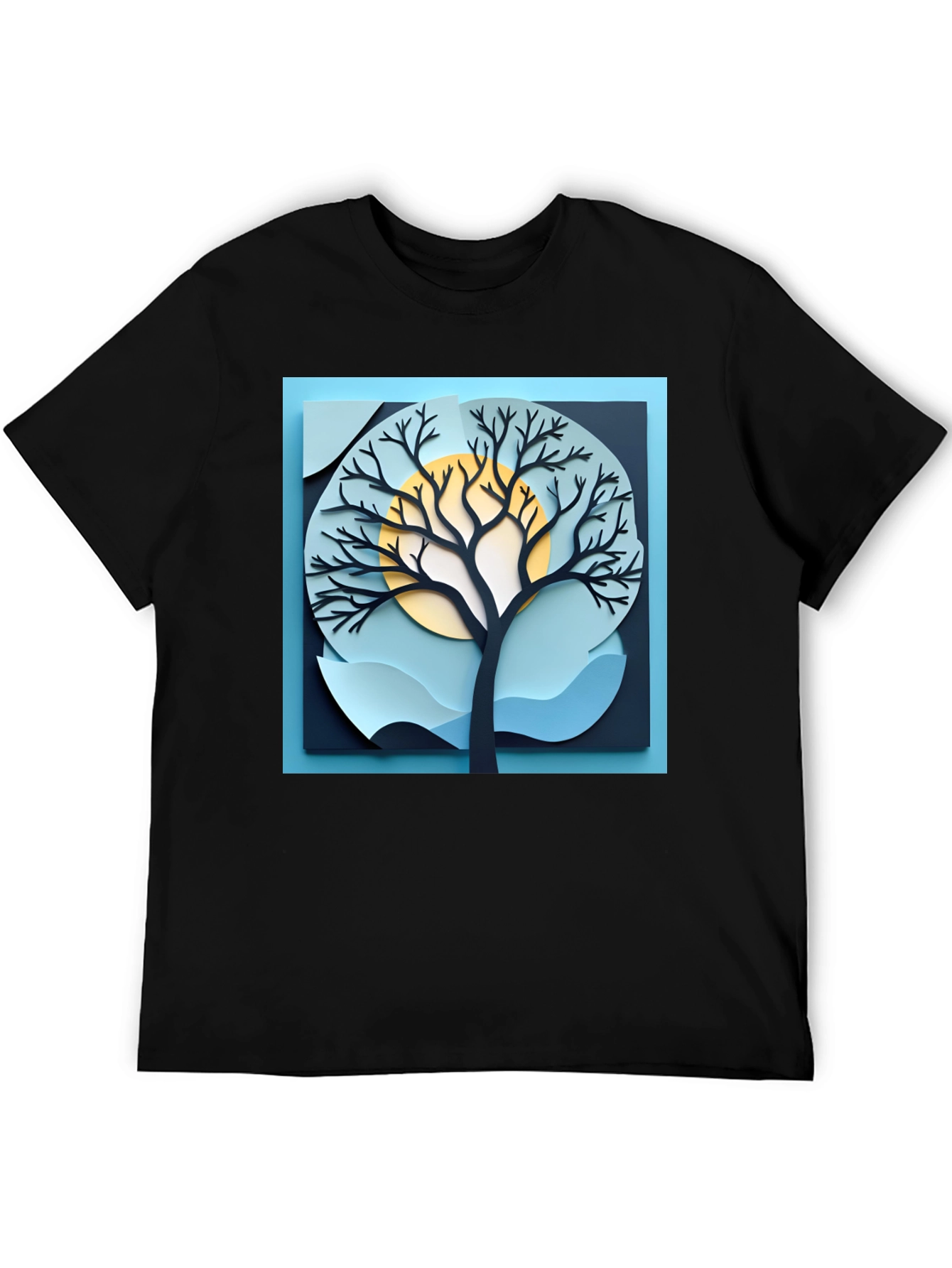 Black Stylish Tree Graphic Black T-Shirt view 5