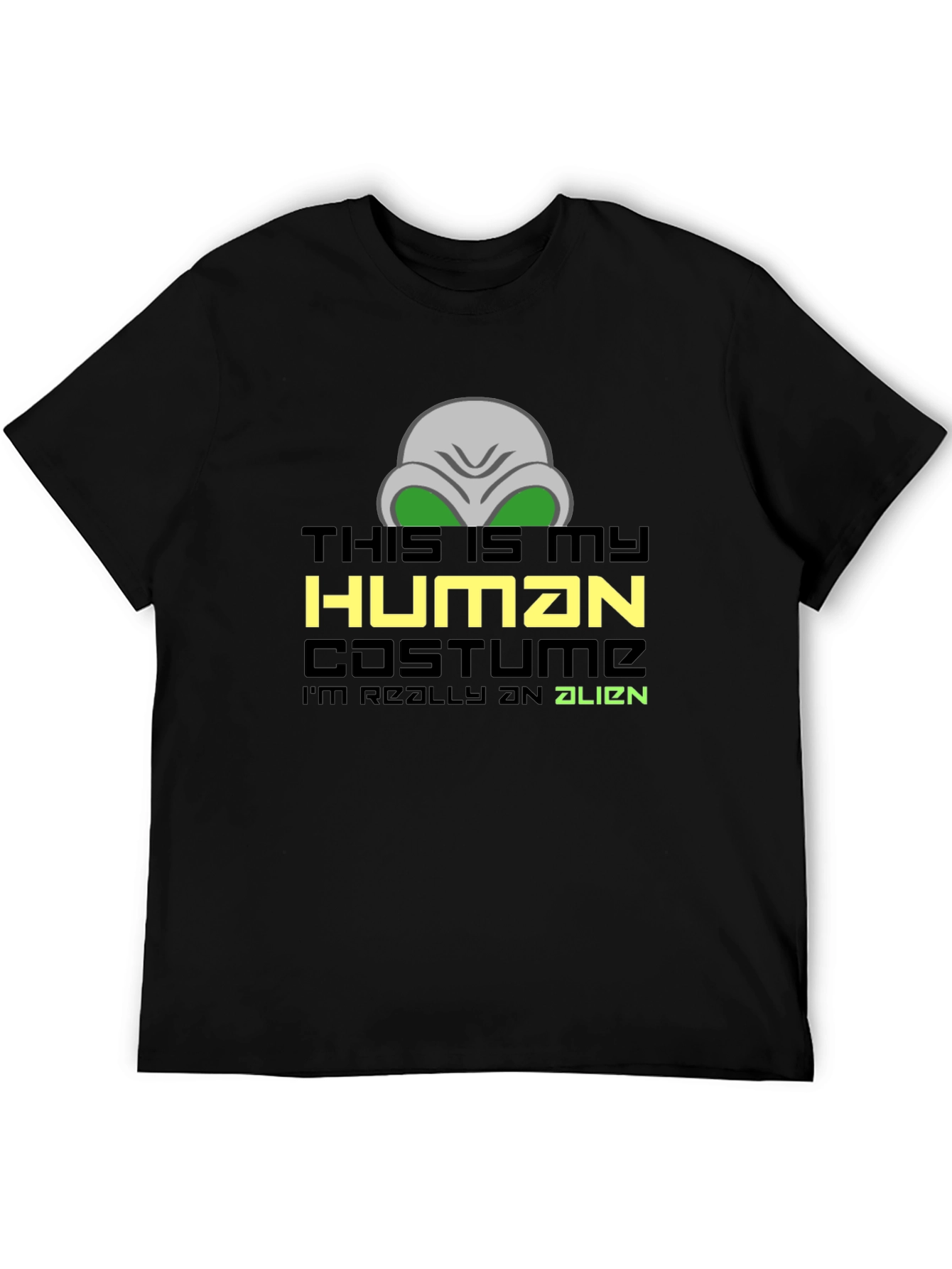 Black This Is My Human Costume Alien Graphic Tee view 5