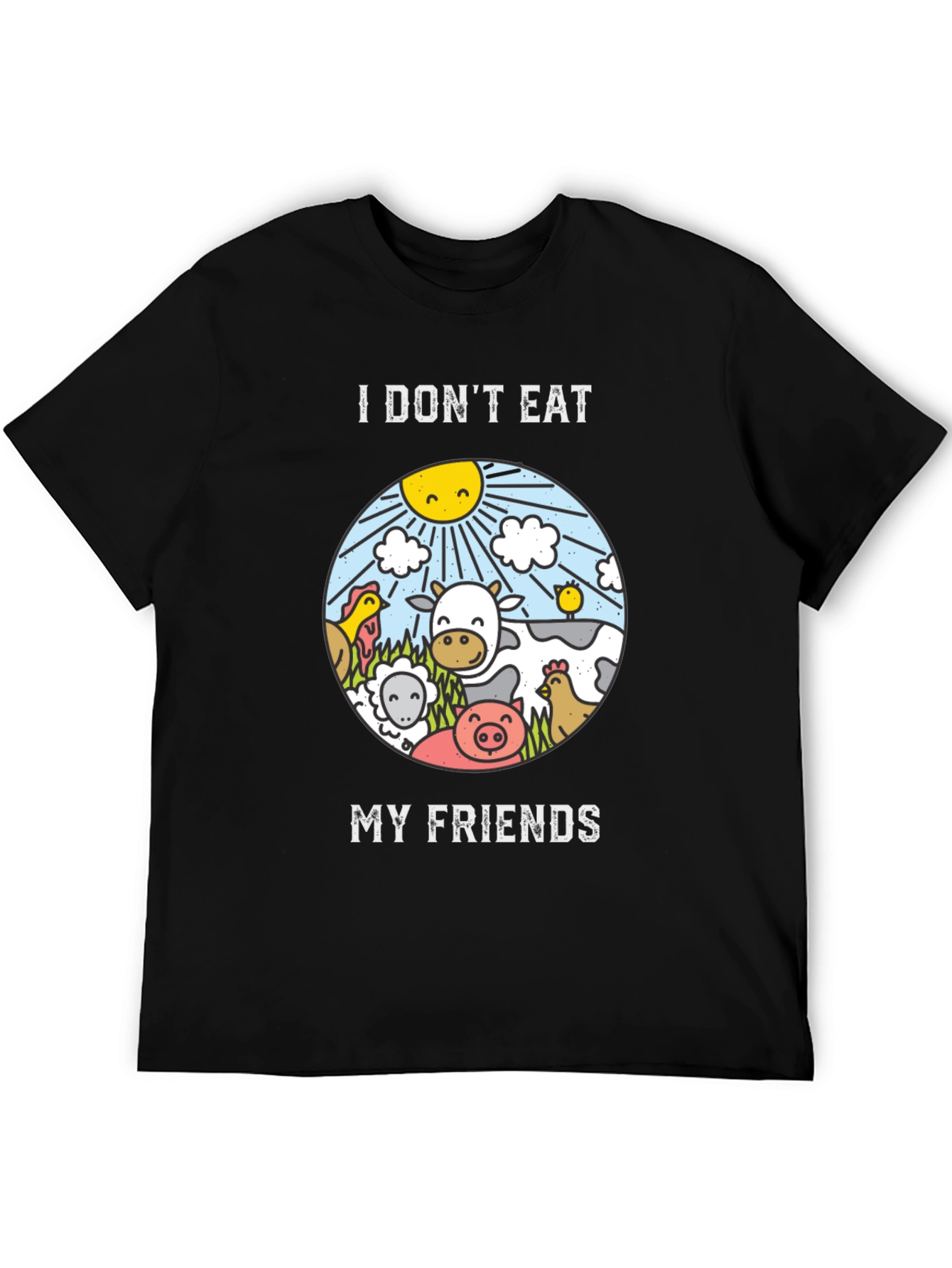 Black Vegan T-Shirt: I Don't Eat My Friends, Cruelty-Free Apparel view 5
