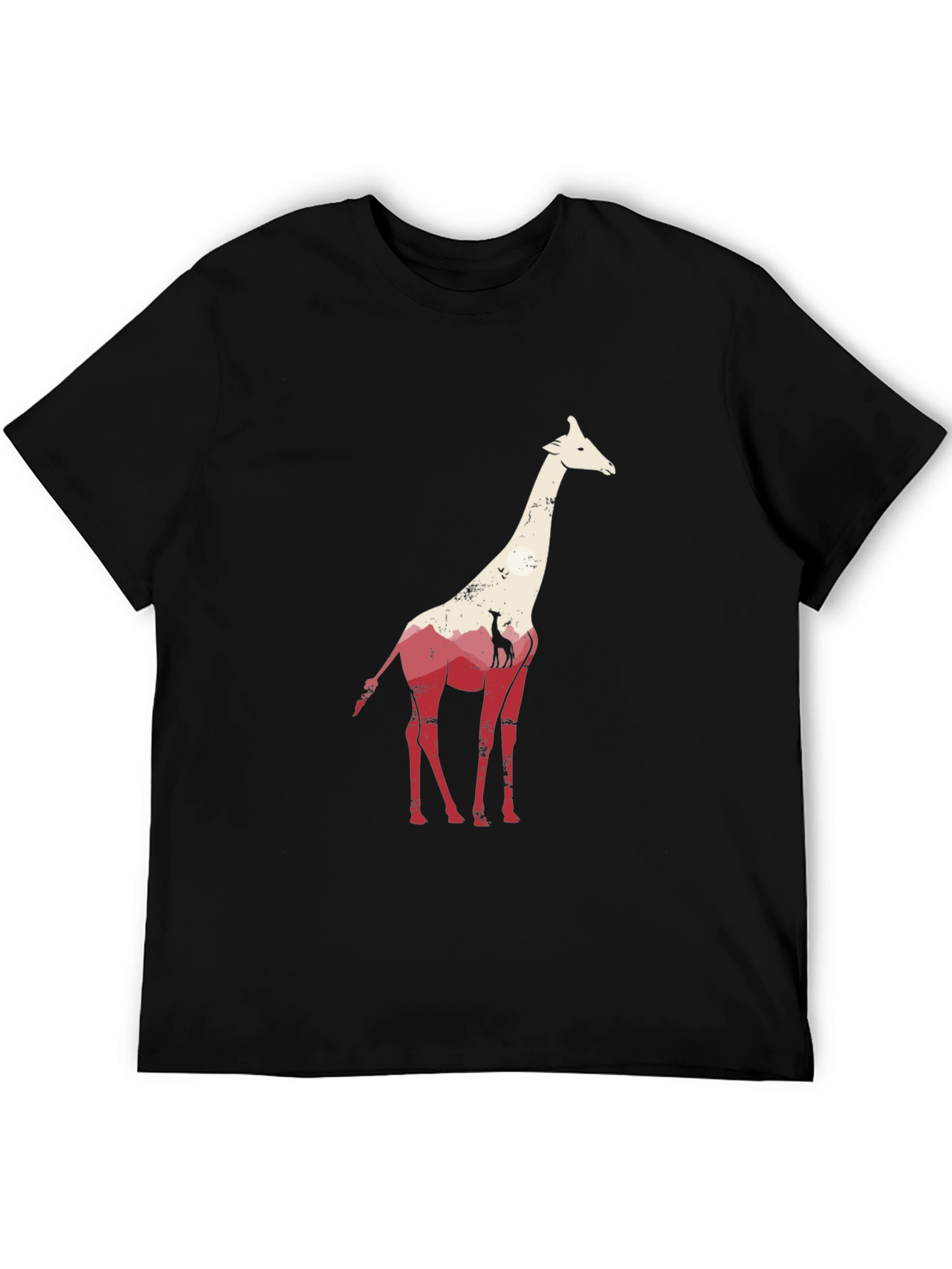 Black Giraffe Graphic Tee - Unique Animal Silhouette T-Shirt view 5