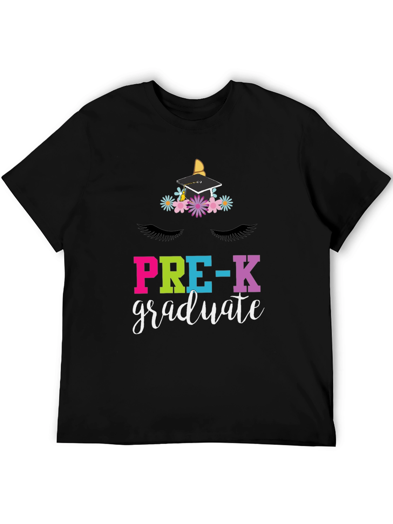Black Pre-K Graduate Unicorn T-Shirt - Kids Graduation view 5