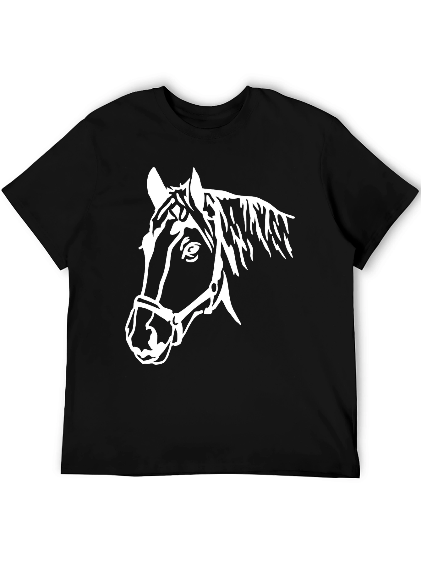 Black Black T-Shirt with White Horse Head Graphic view 5