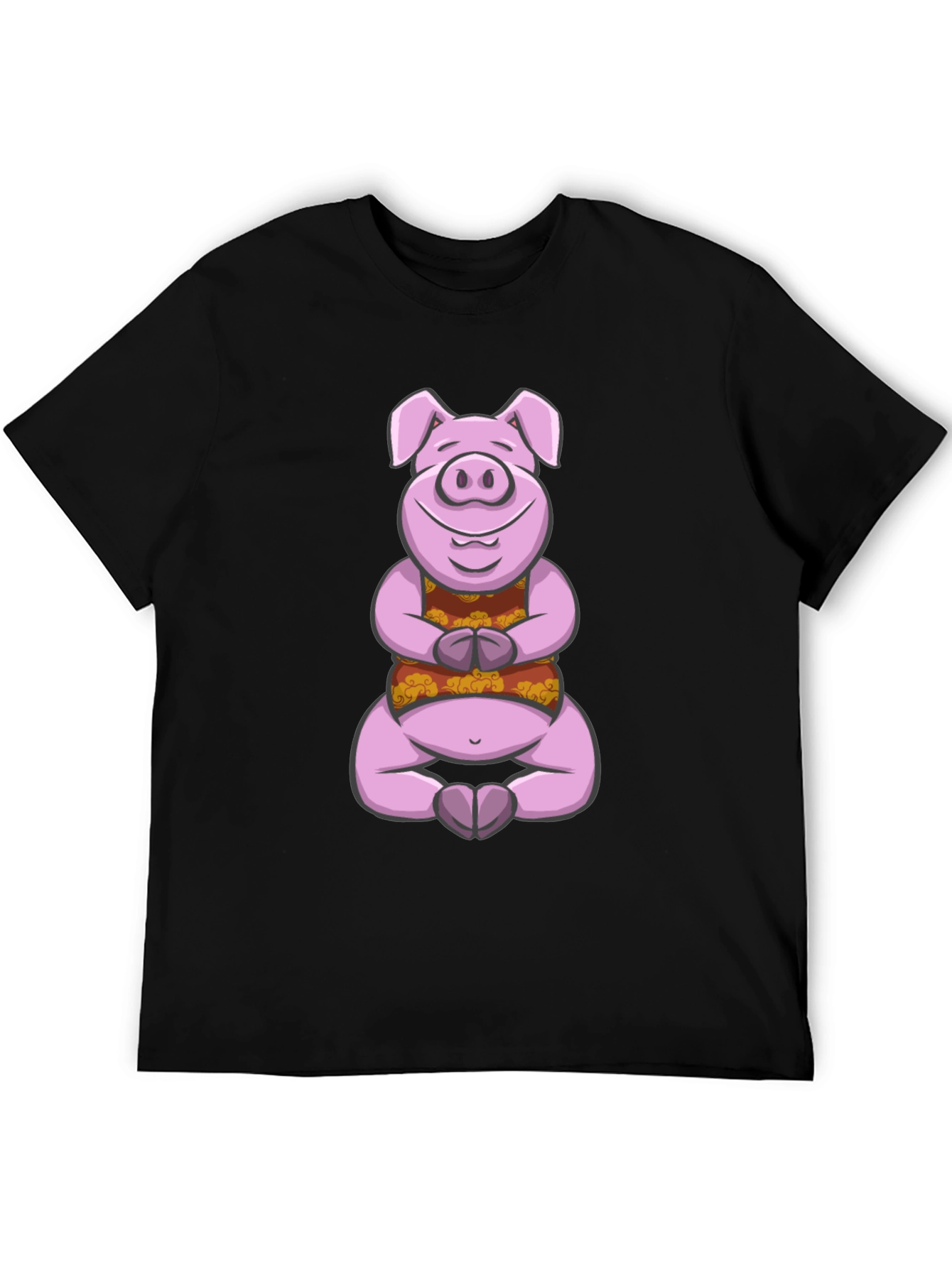 Black Meditating Pig Graphic Tee - Funny Yoga Shirt view 5