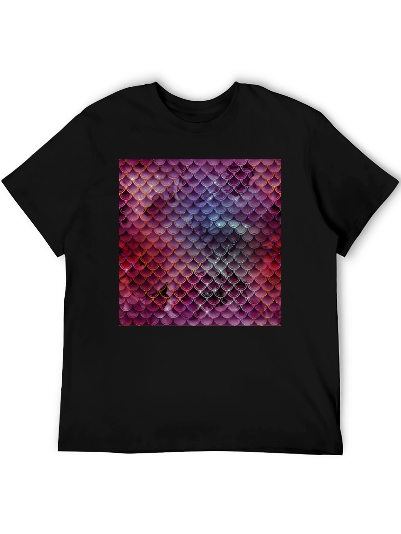 Black Men's T-Shirt with Fish Scale Print view 5