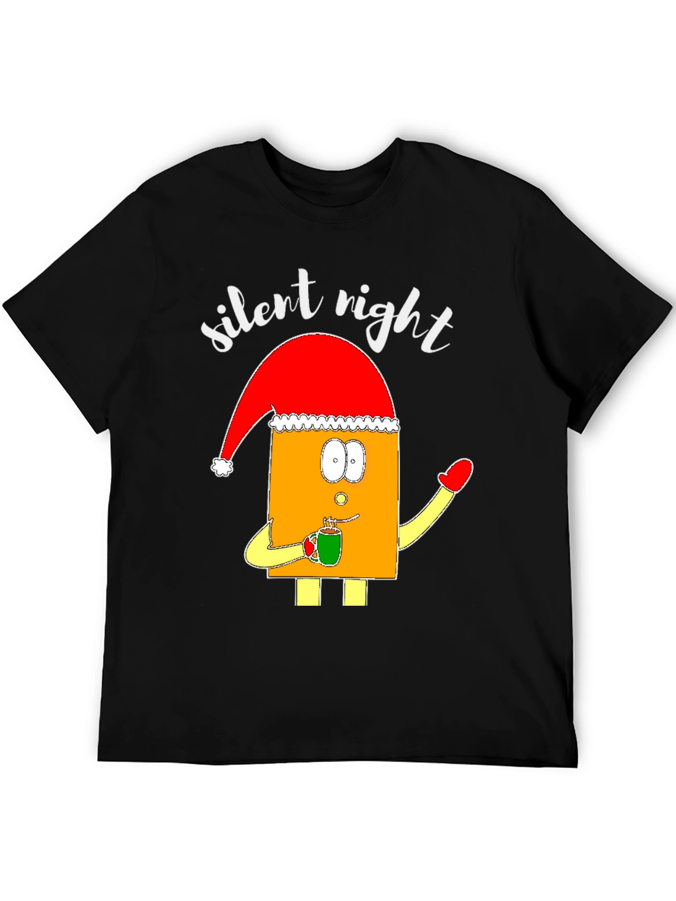 Black Silent Night Christmas Graphic Tee view 5