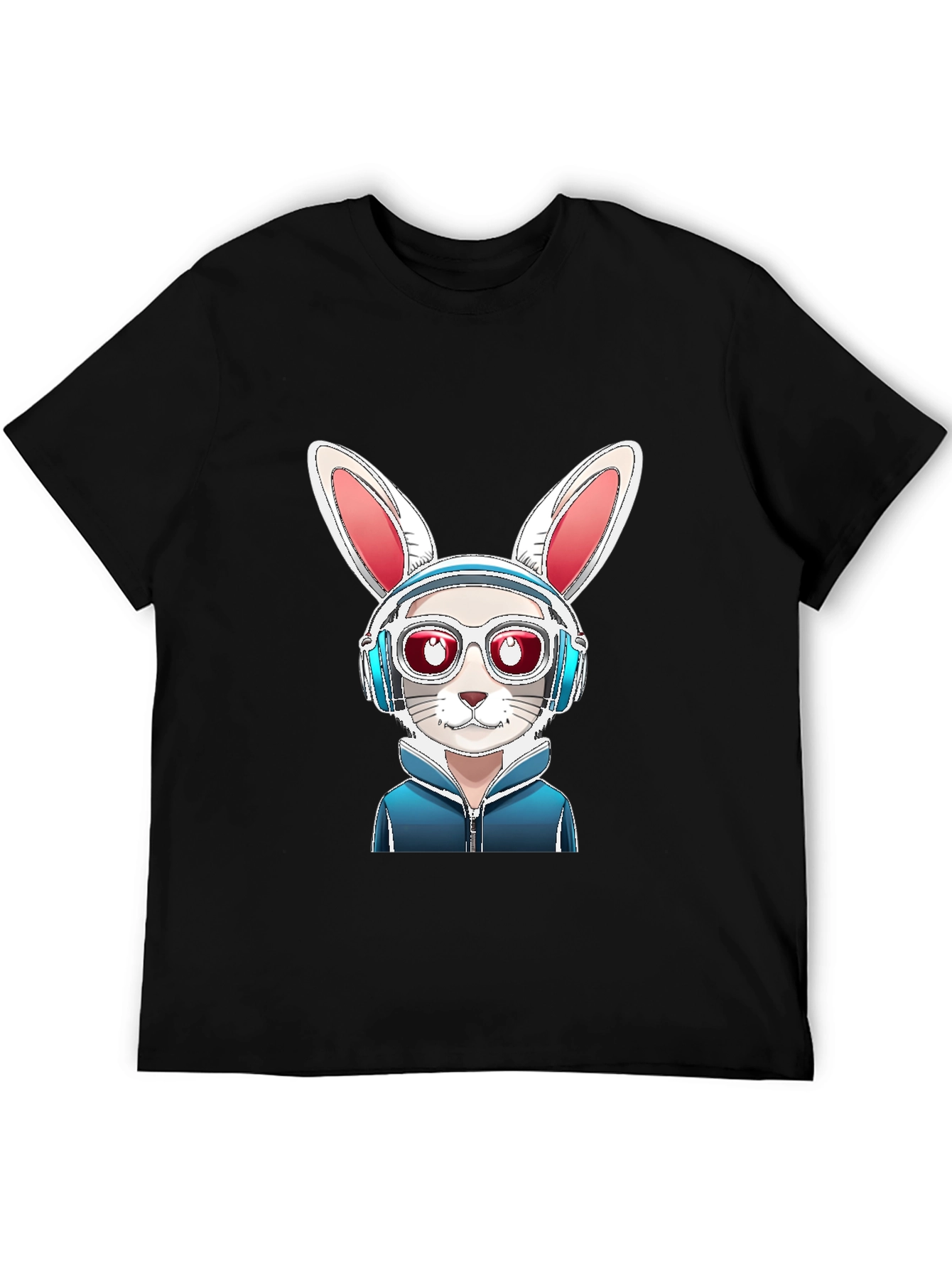 Black Cool Rabbit Graphic Tee - Urban Style view 5