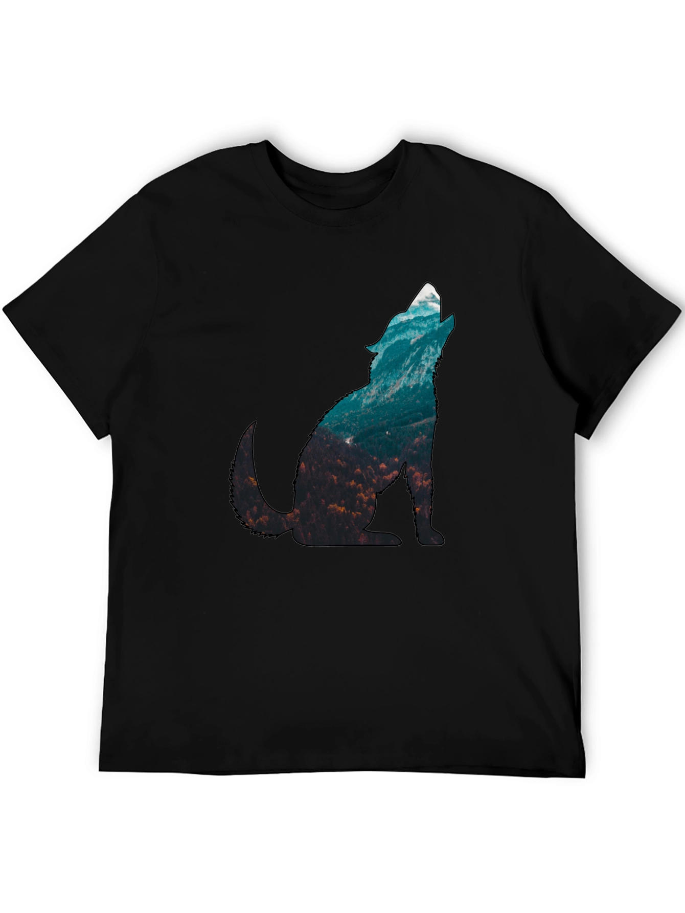 Black Wolf Nature Graphic Print Men's T-Shirt view 5
