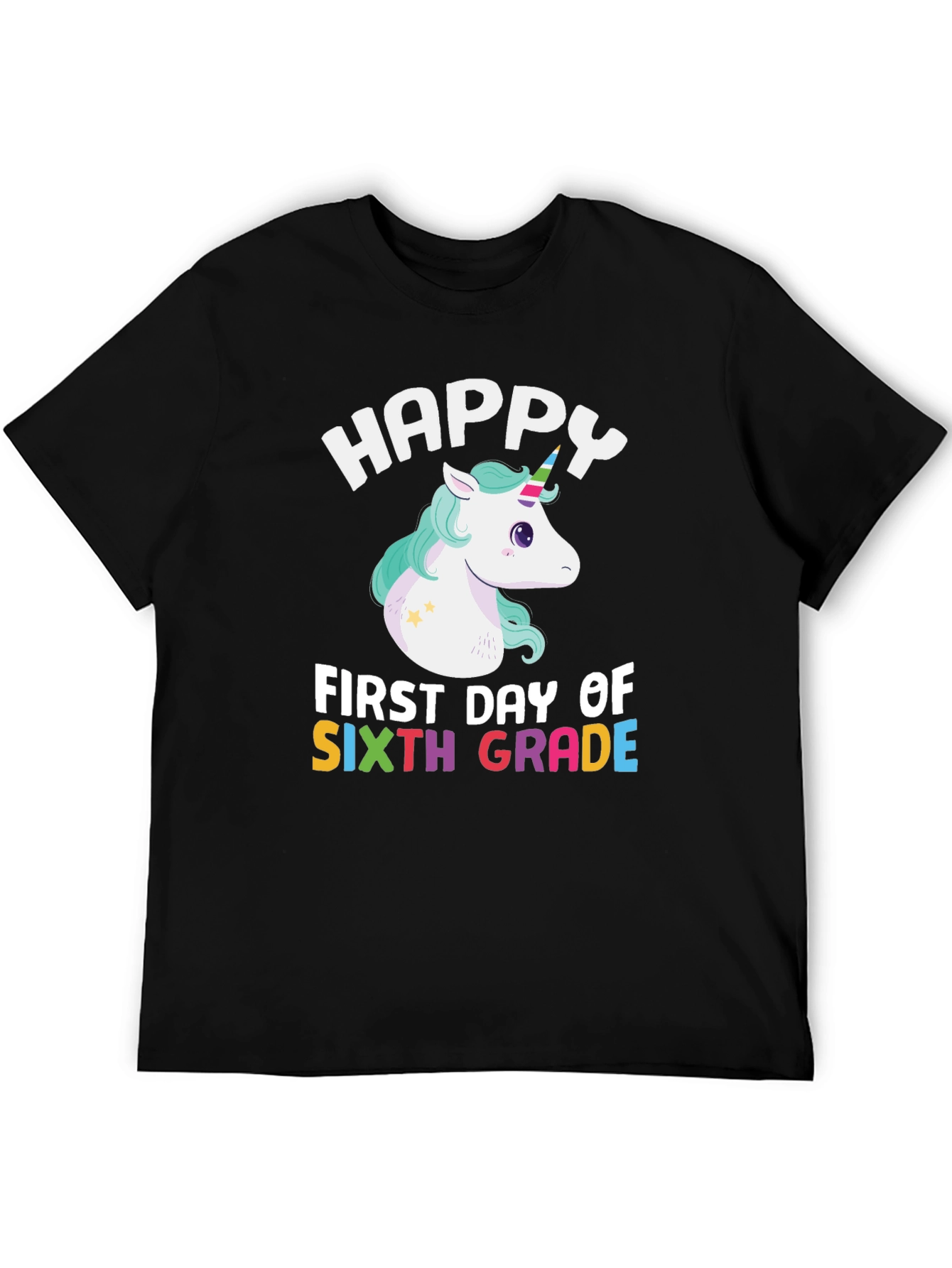 Black Happy 6th Grade Unicorn T-Shirt view 5