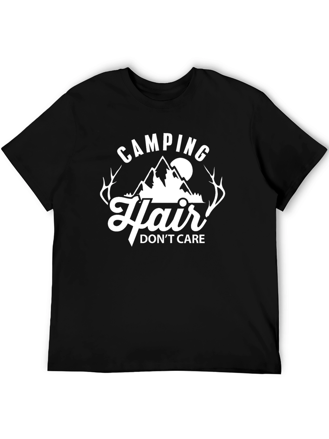 Black Camping Hair Don't Care T-Shirt view 5