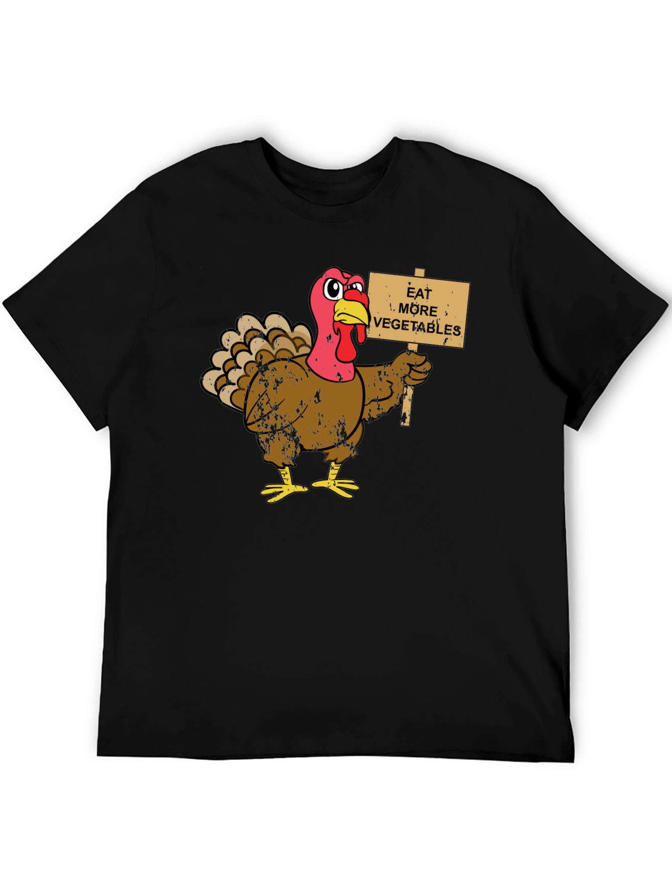 Black Eat More Vegetables Turkey Graphic T-Shirt view 5