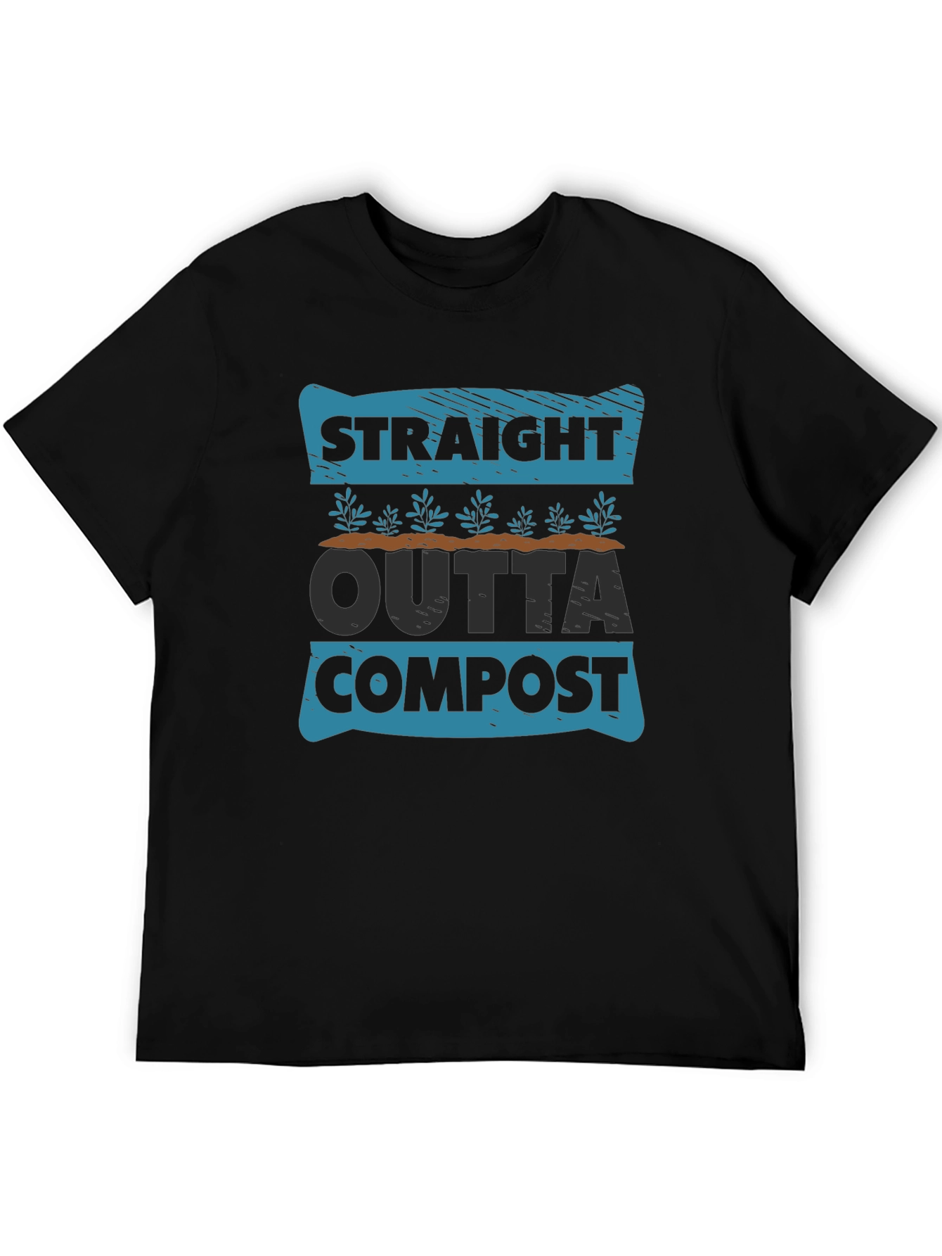 Black Straight Outta Compost T-Shirt - Garden Humor Tee view 5