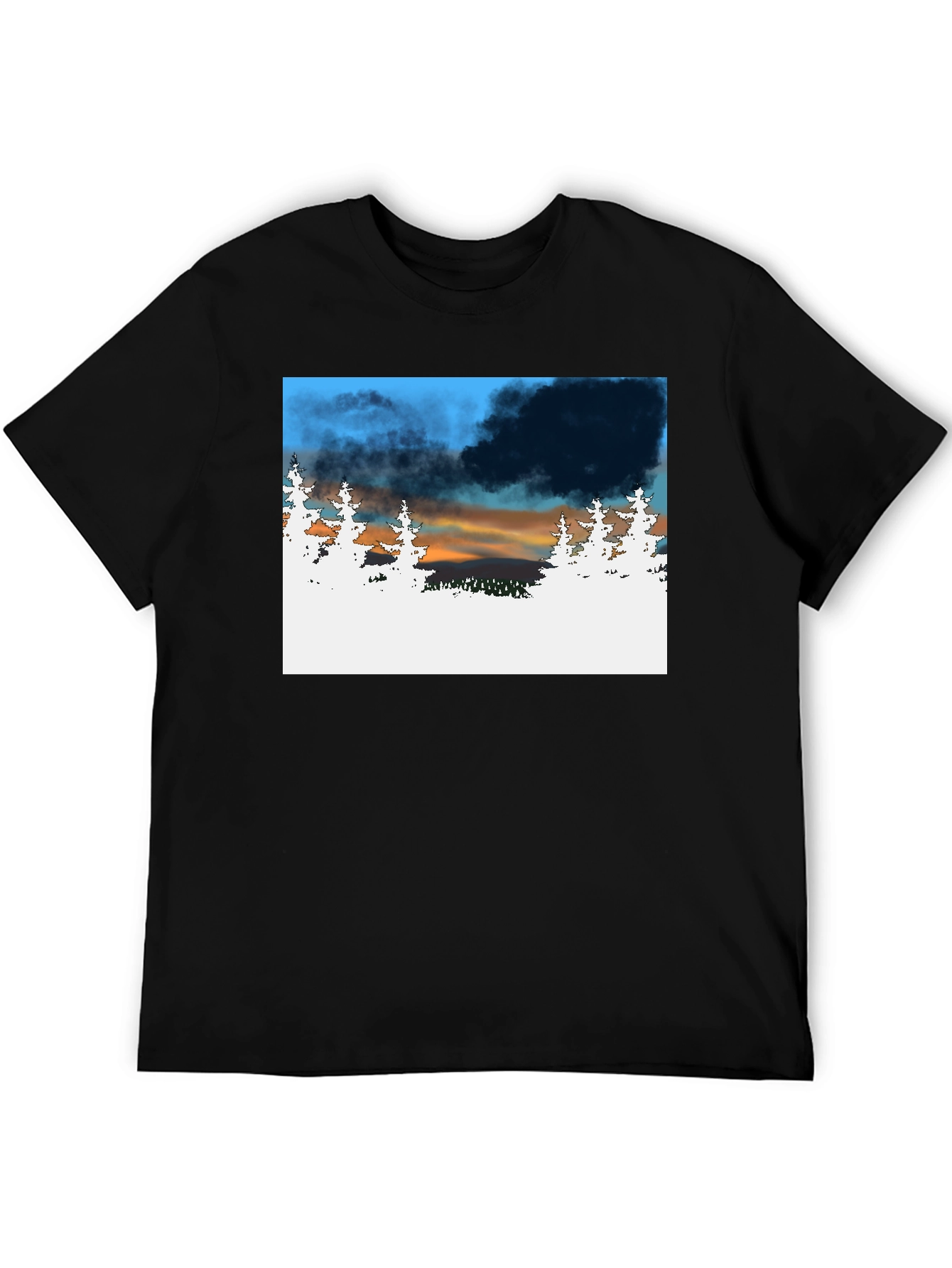 Black Nature Scene Graphic Print Black T-Shirt view 5