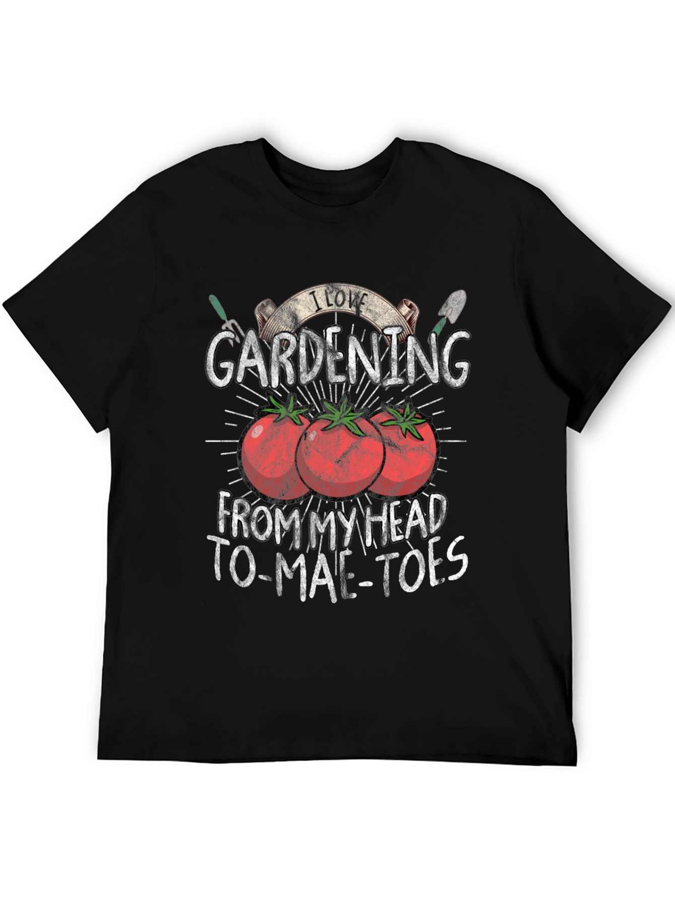 Black Gardening Lover T-Shirt - Head to Tomatoes view 5