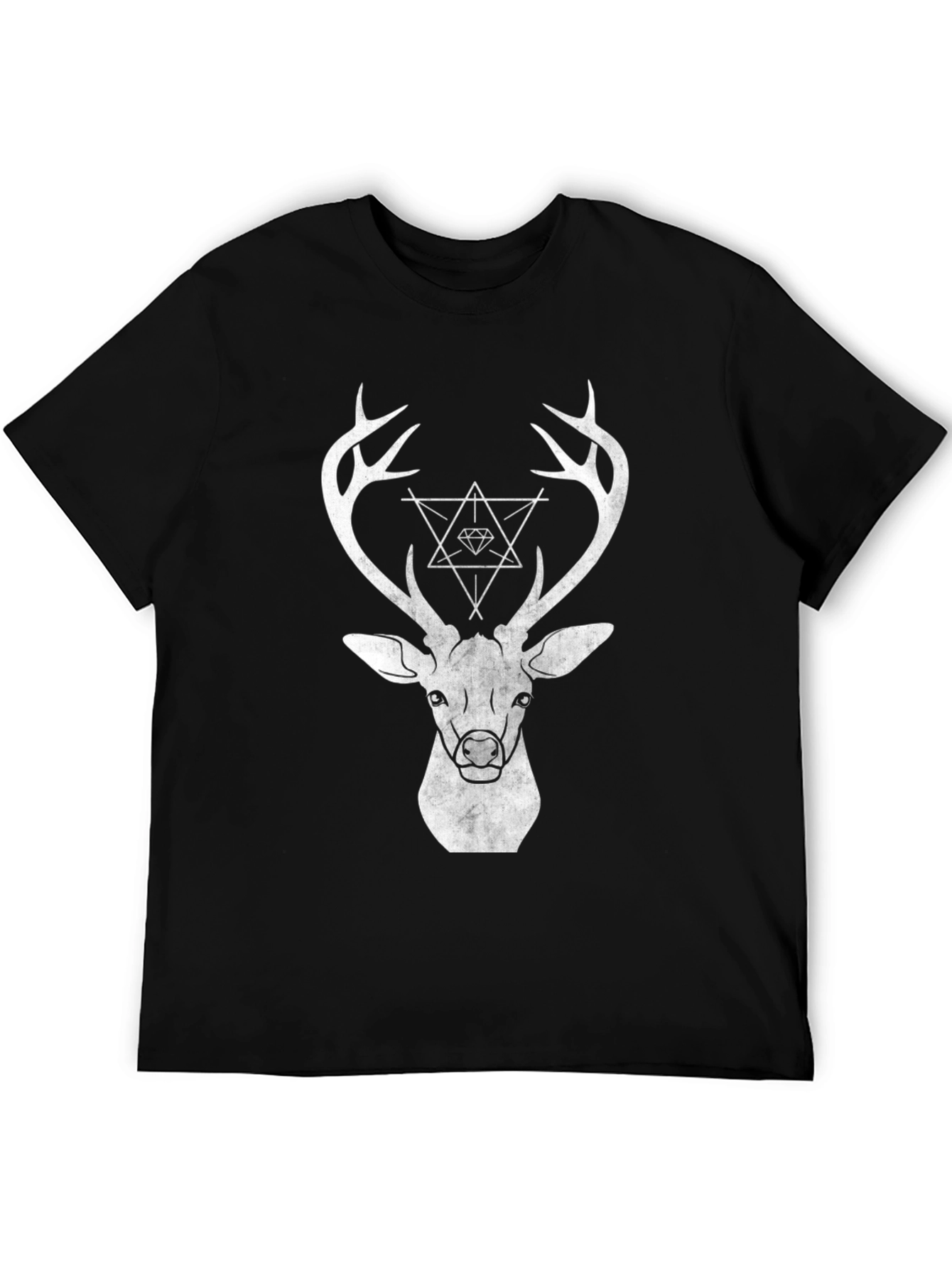 Black Geometric Deer Graphic T-Shirt view 5