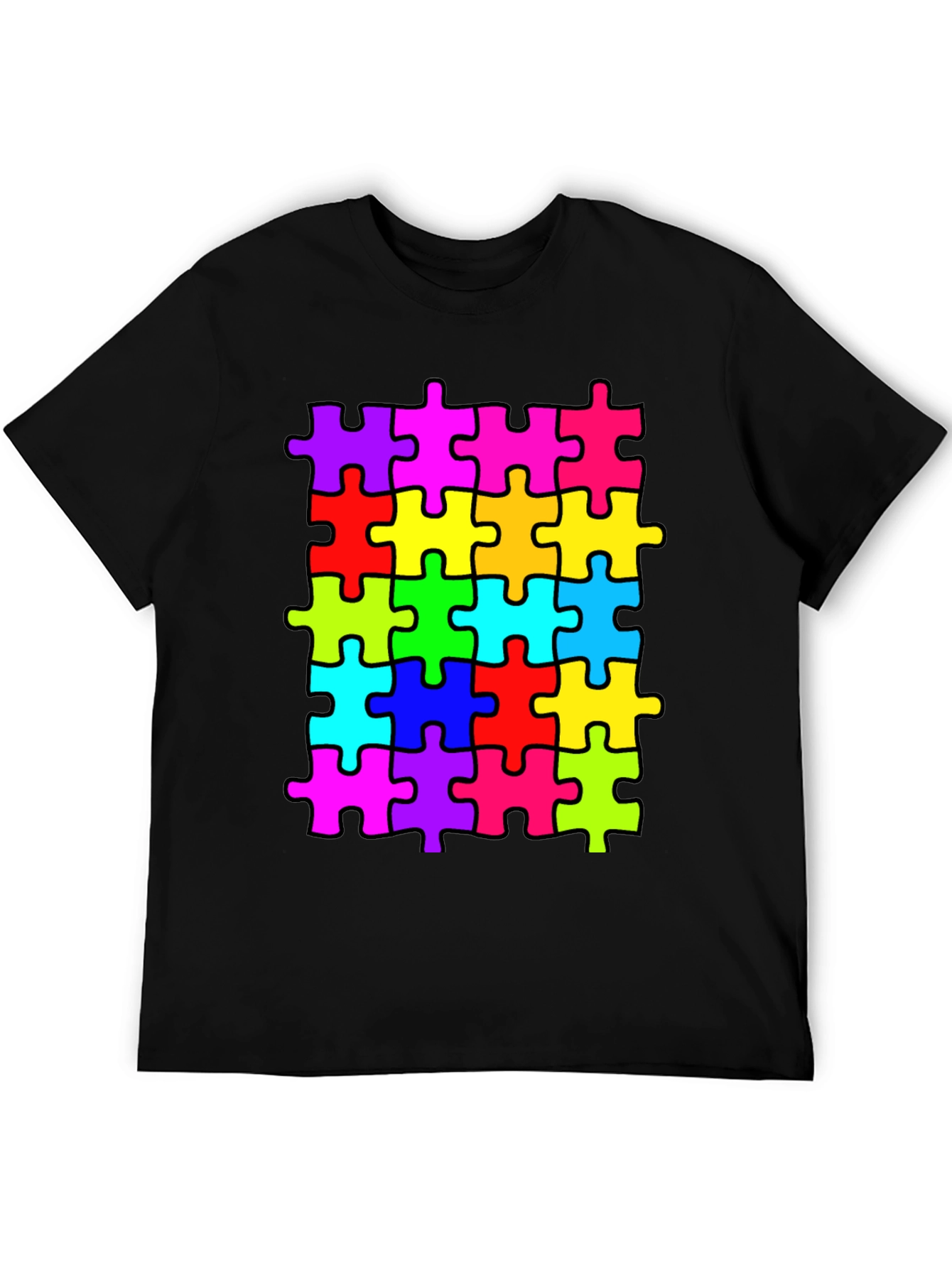 Black Puzzle Piece T-Shirt - Autism Awareness Tee view 5
