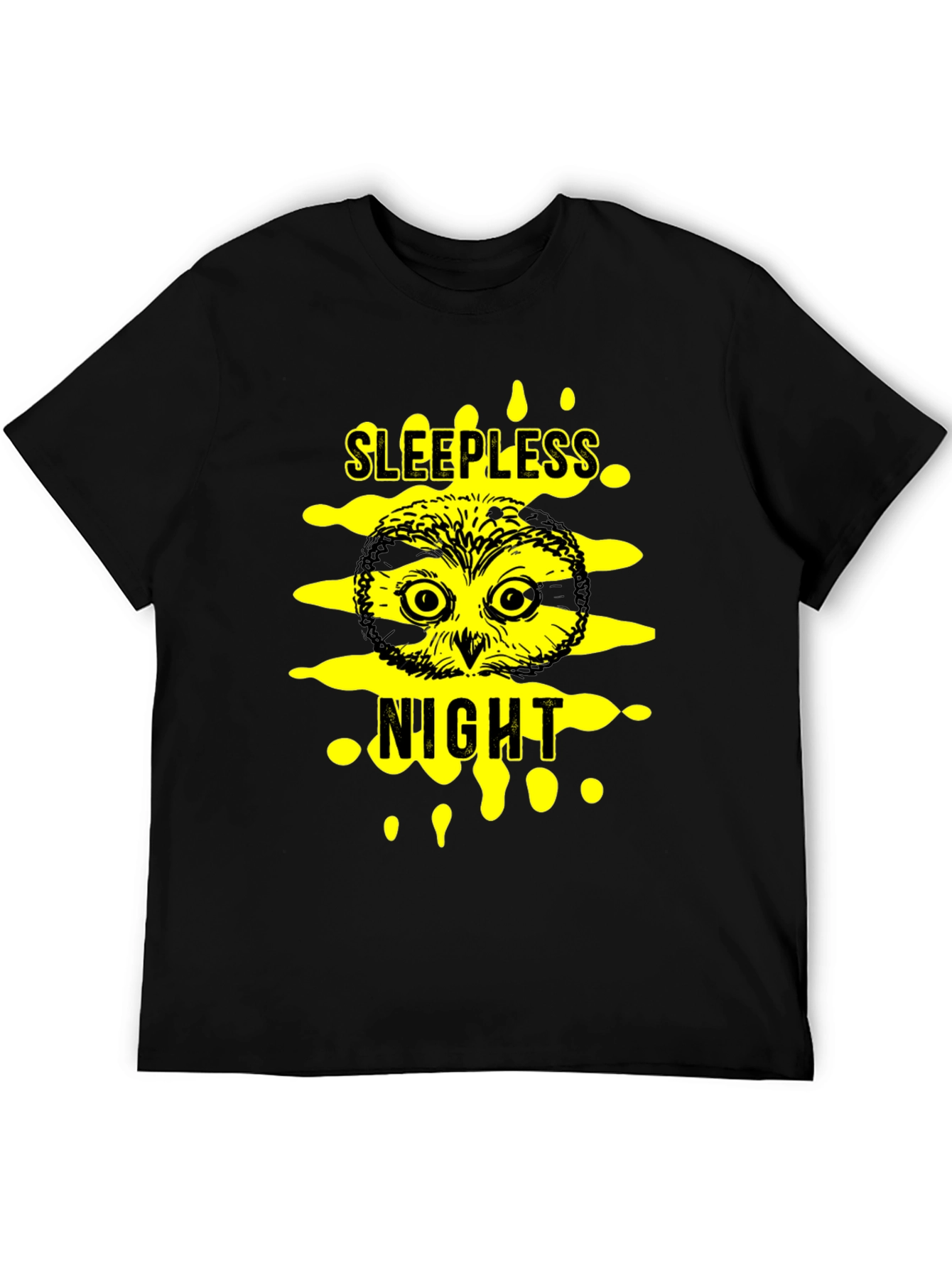 Black Sleepless Night Owl Black T-Shirt view 5