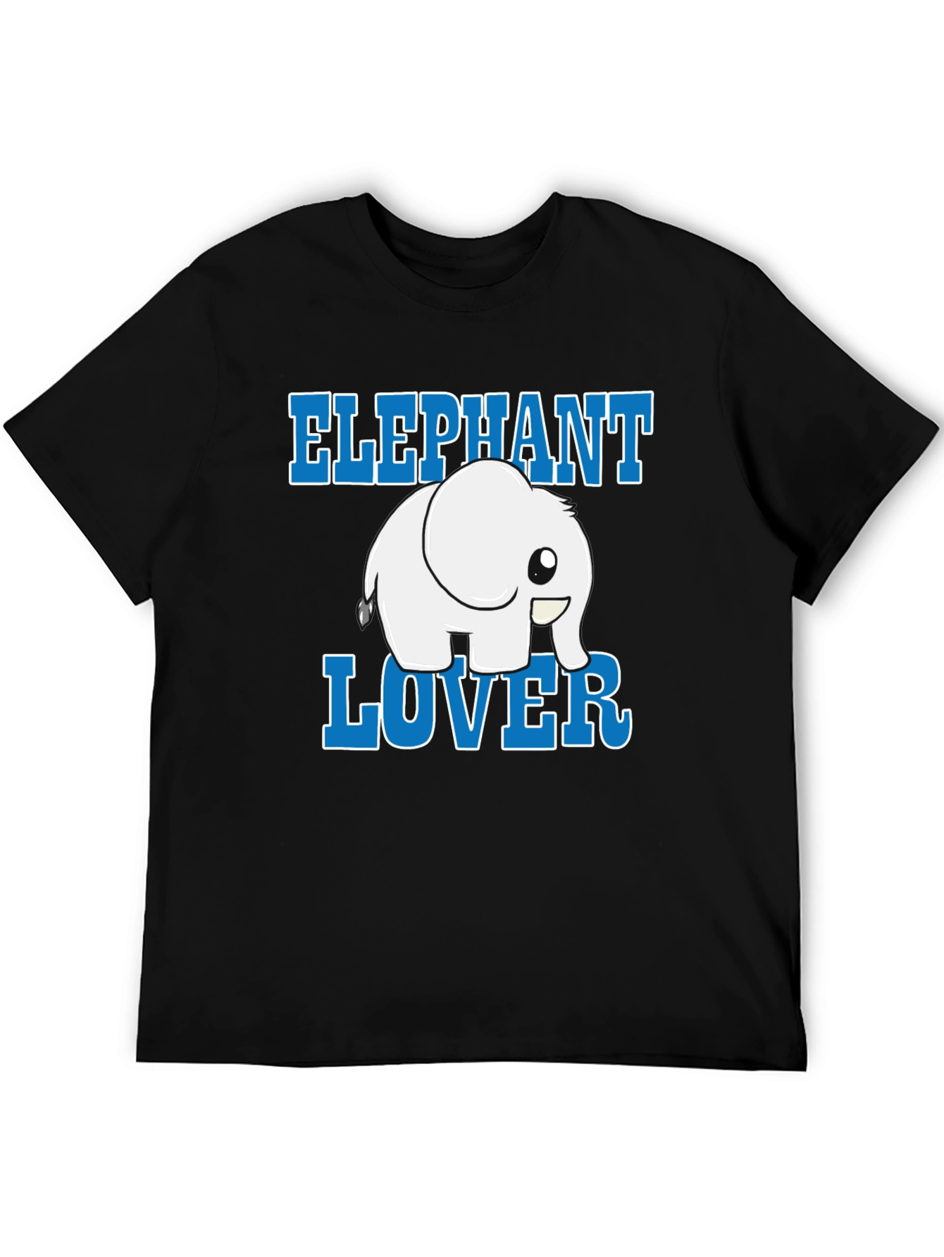 Black Elephant Lover Cartoon Graphic Black T-Shirt view 5