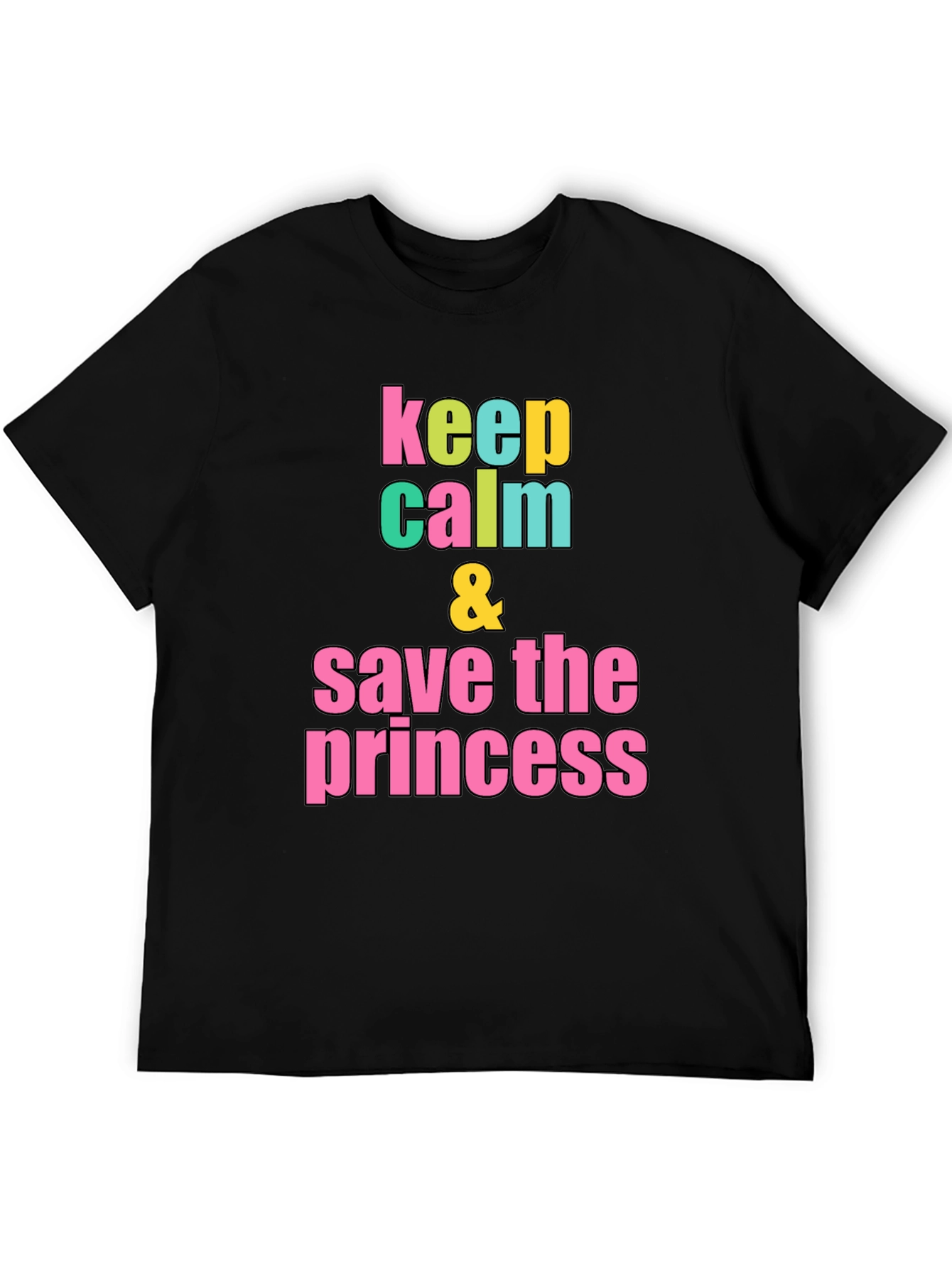 Black Keep Calm & Save the Princess Graphic T-Shirt view 5