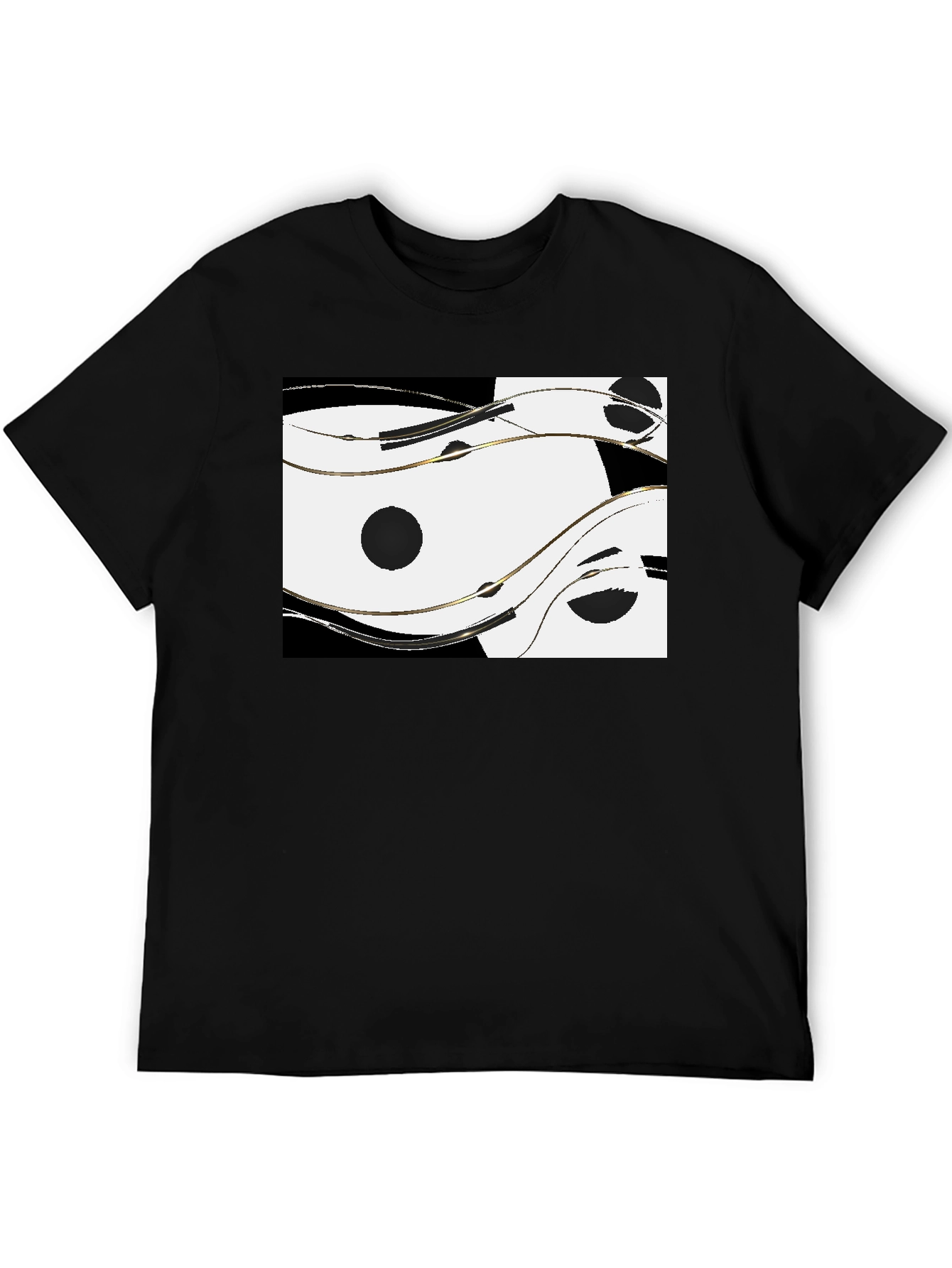 Black Abstract Yin Yang Style Graphic Tee - Black view 5