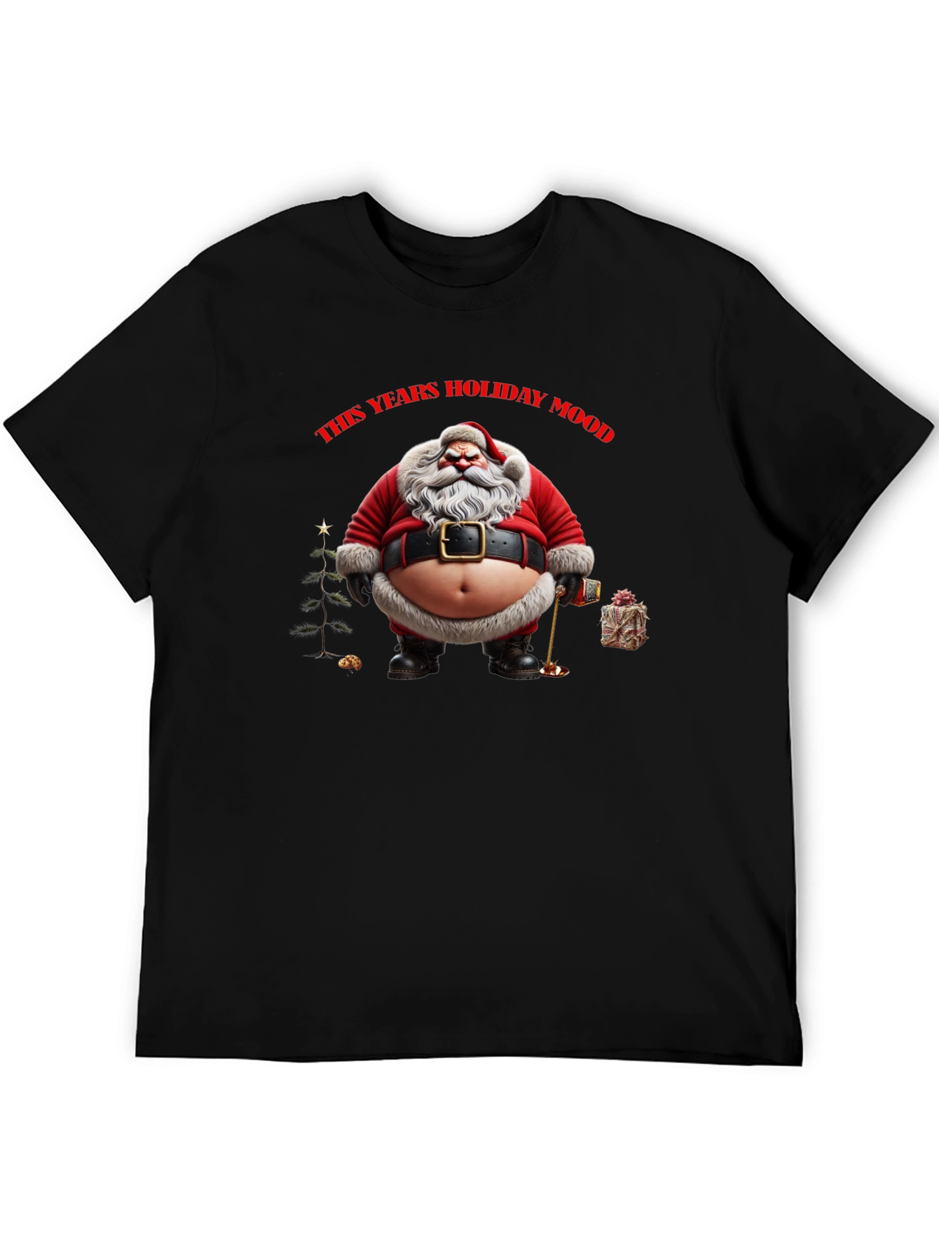 Black Holiday Santa T-Shirt view 5