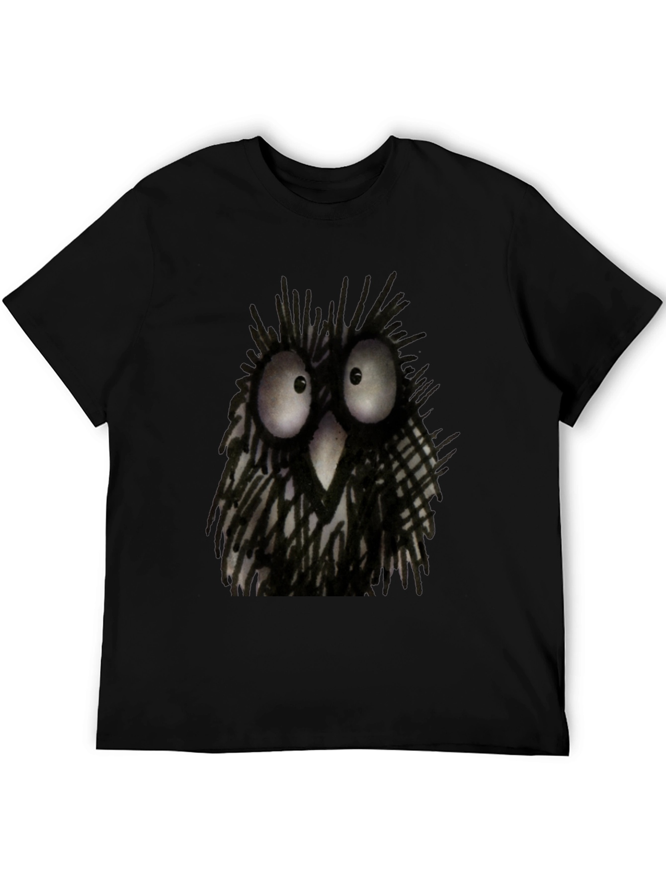 Black Whimsical Owl Graphic Tee - Black Unisex T-Shirt view 5