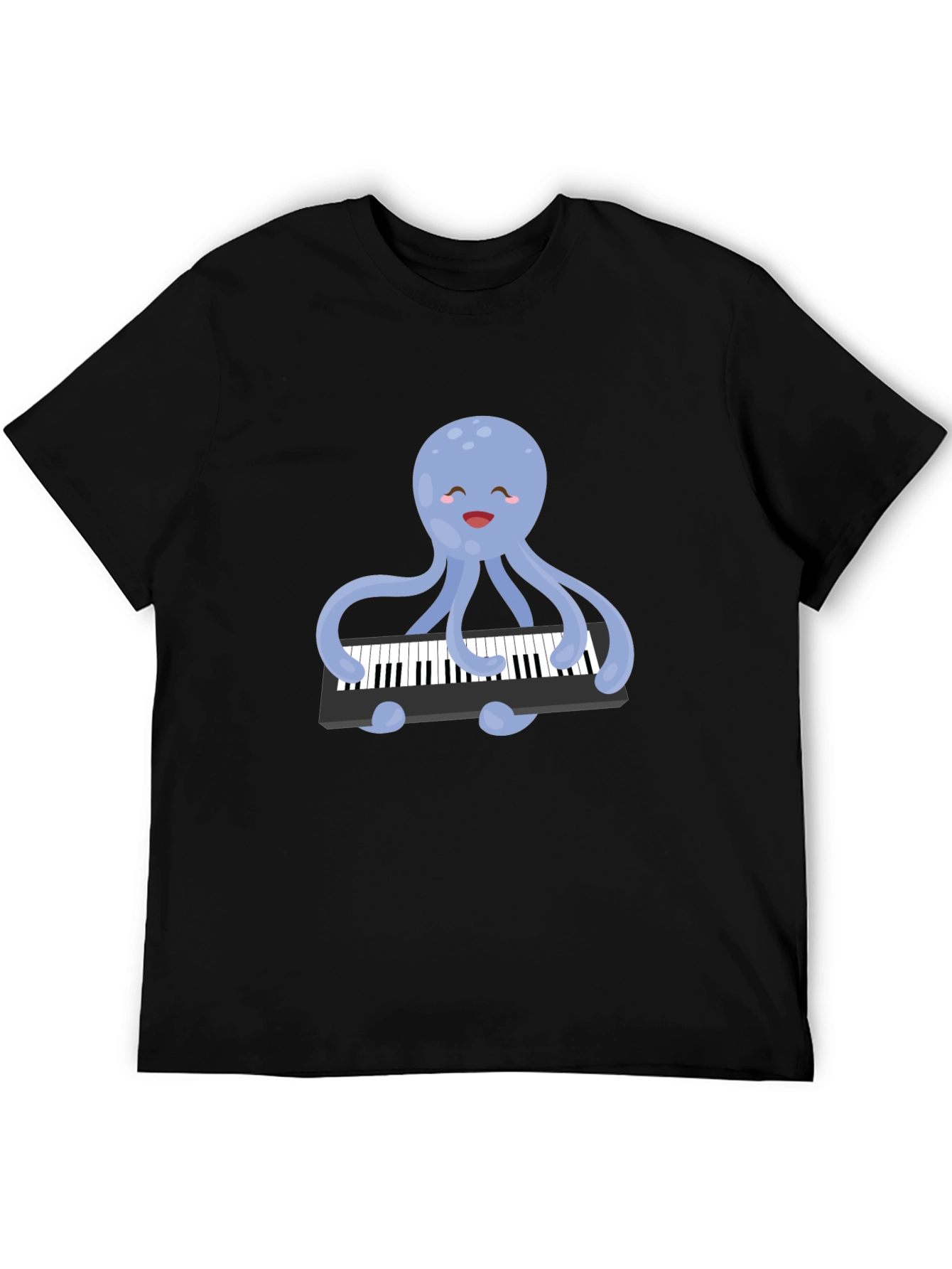 Black Octopus Playing Piano T-Shirt - Unique Design! view 5