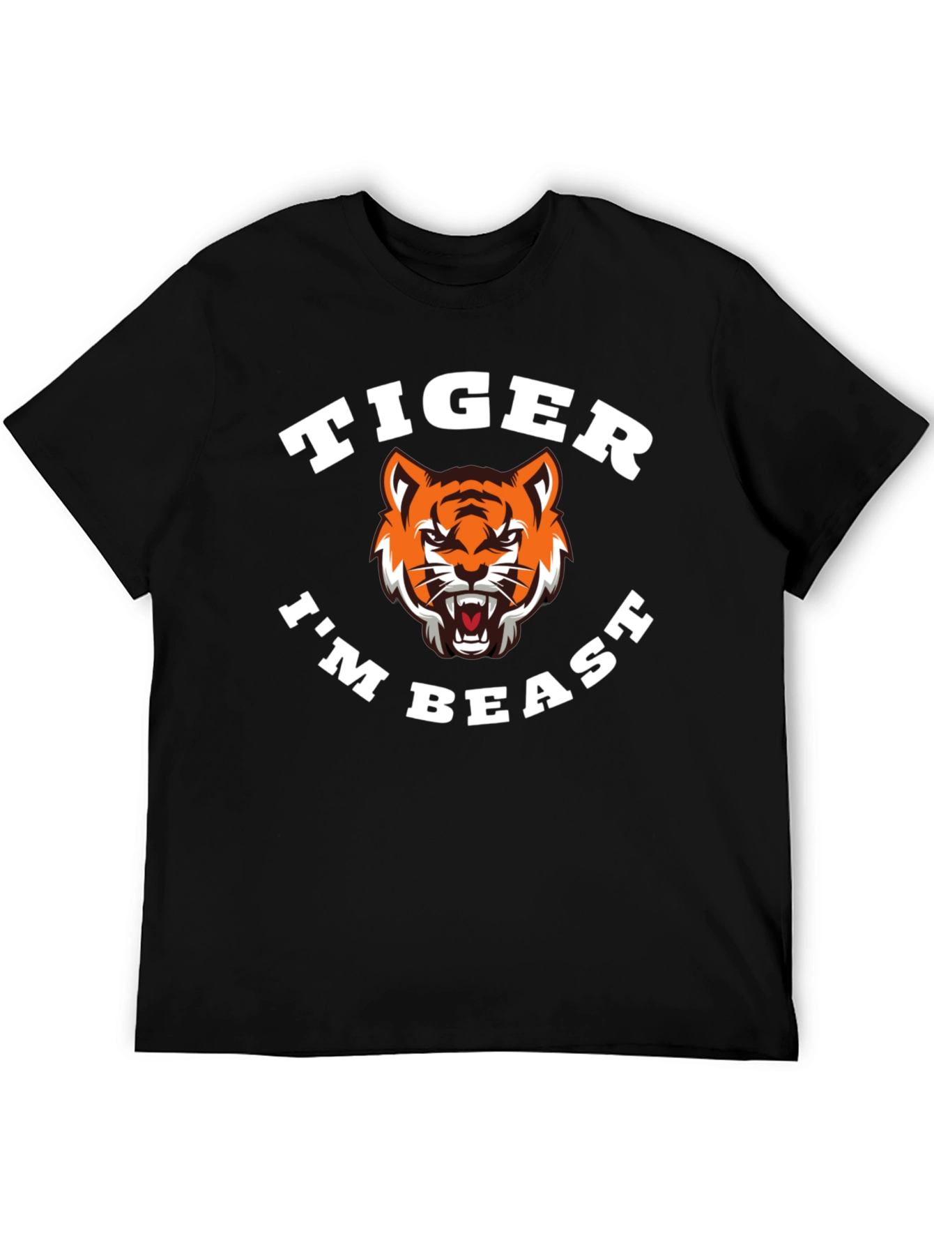 Black Tiger I'm Beast Graphic T-Shirt - Black view 5