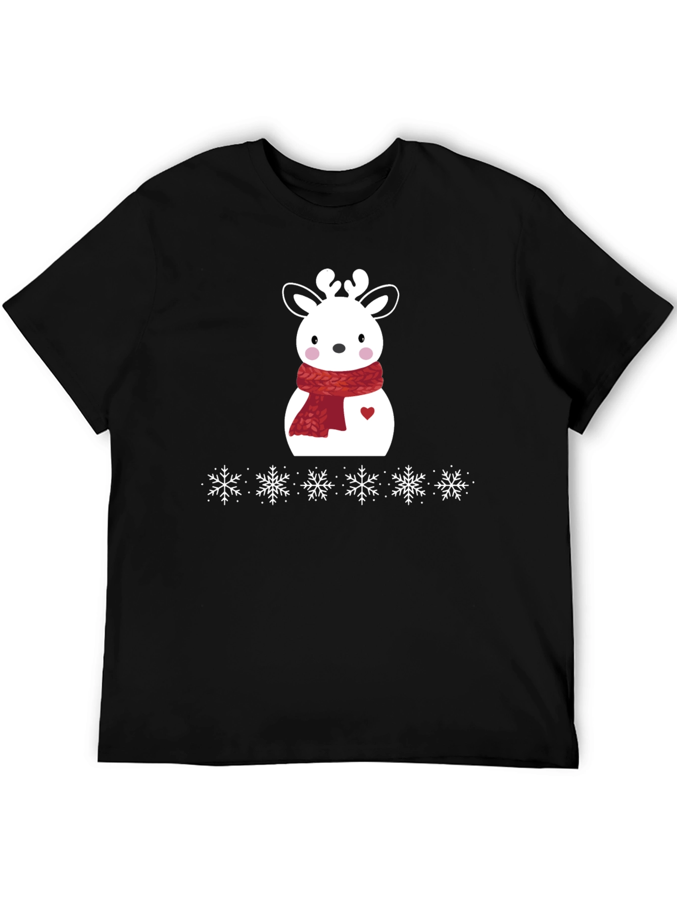Black Festive Reindeer Holiday T-Shirt - Cute & Comfy! view 5