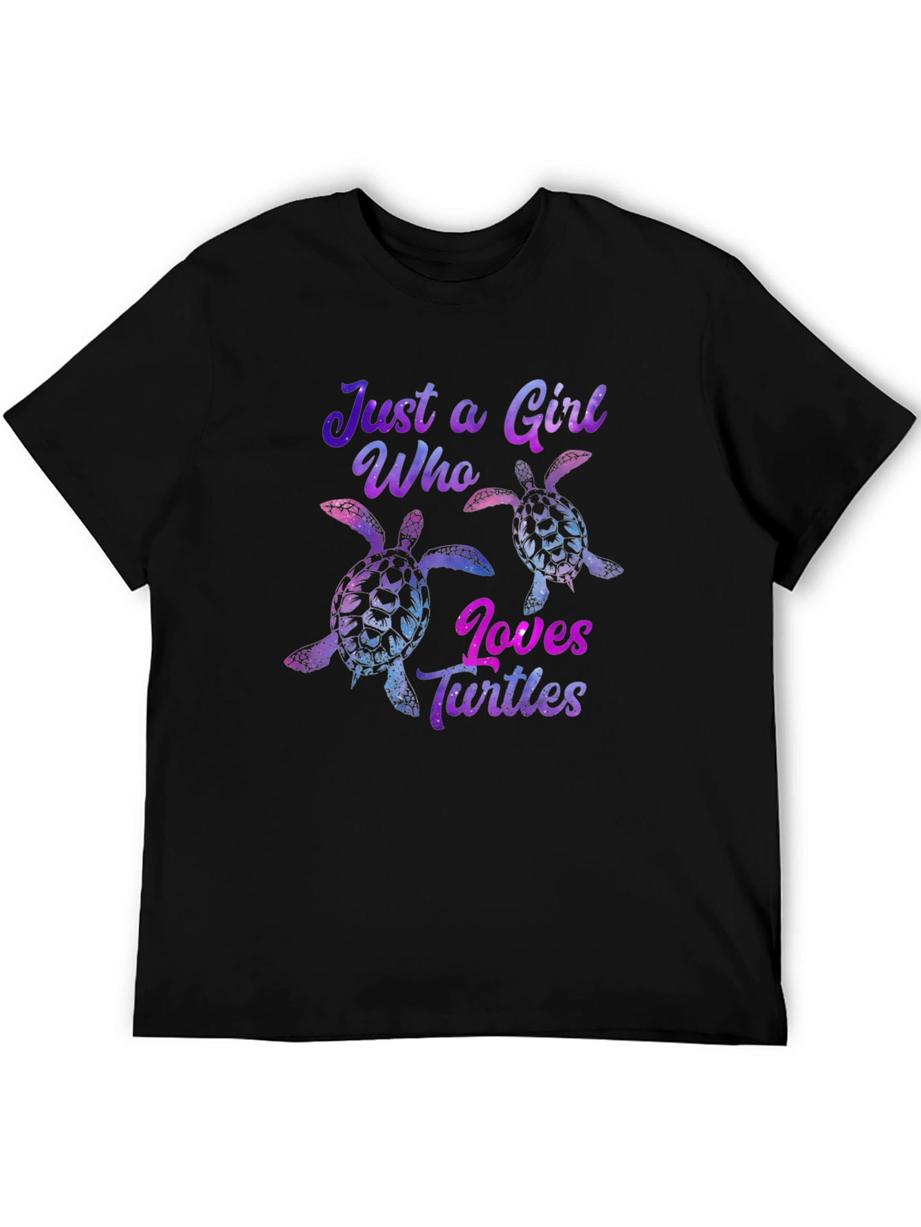 Black Just a Girl Who Loves Turtles Black T-Shirt view 5